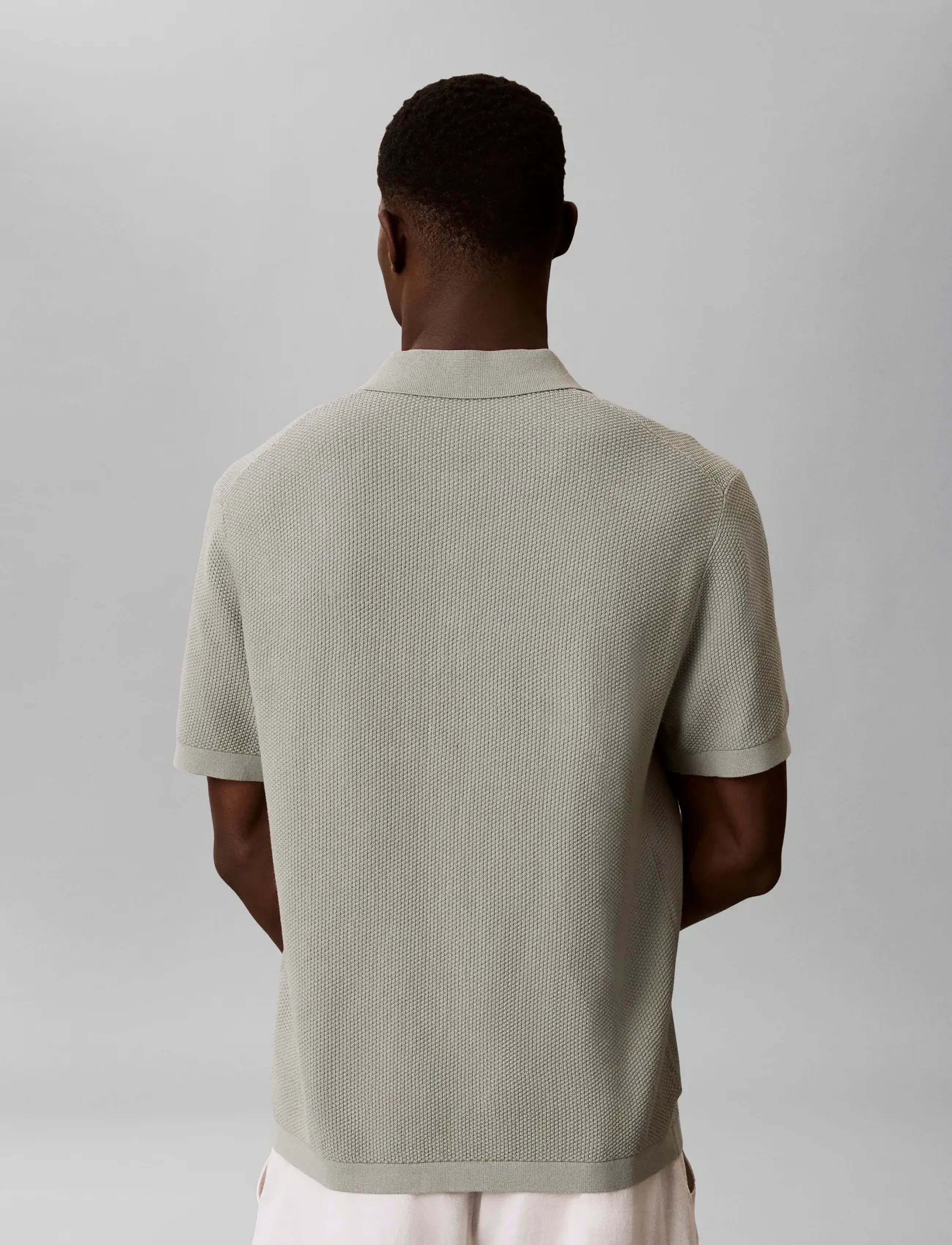 Calvin Klein - SS TEXTURED COTTON POLO SWEATER - polostrik - shadow - 2