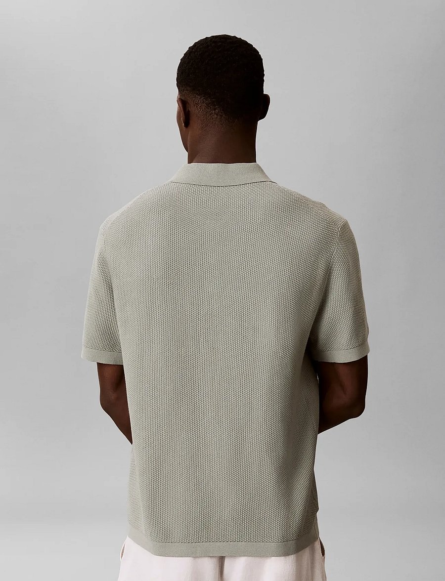 Calvin Klein - SS TEXTURED COTTON POLO SWEATER - polostrik - shadow - 2