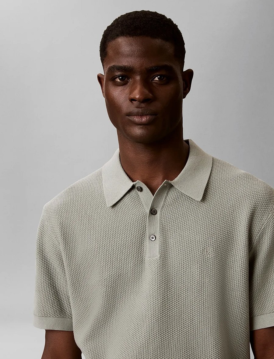 Calvin Klein - SS TEXTURED COTTON POLO SWEATER - polostrik - shadow - 3