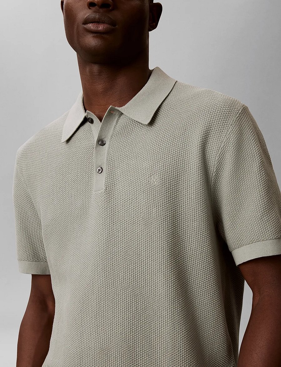 Calvin Klein - SS TEXTURED COTTON POLO SWEATER - polostrik - shadow - 4