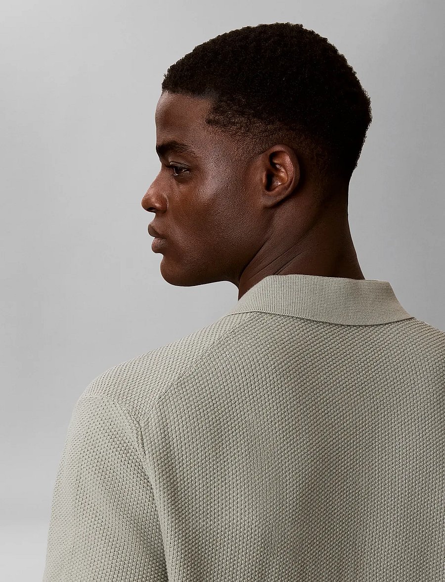 Calvin Klein - SS TEXTURED COTTON POLO SWEATER - polostrik - shadow - 5