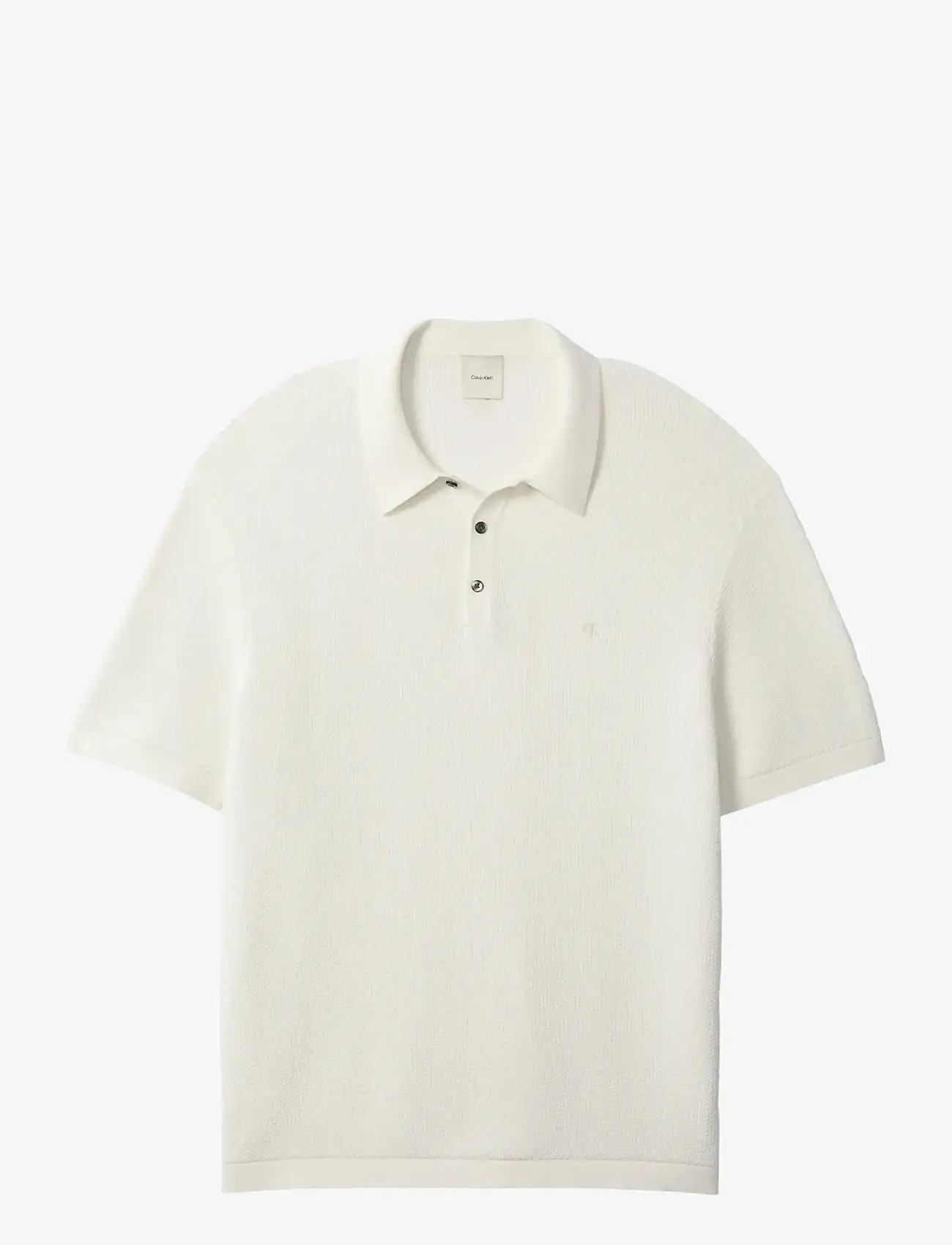 Calvin Klein - SS TEXTURED COTTON POLO SWEATER - polostrik - tofu - 1