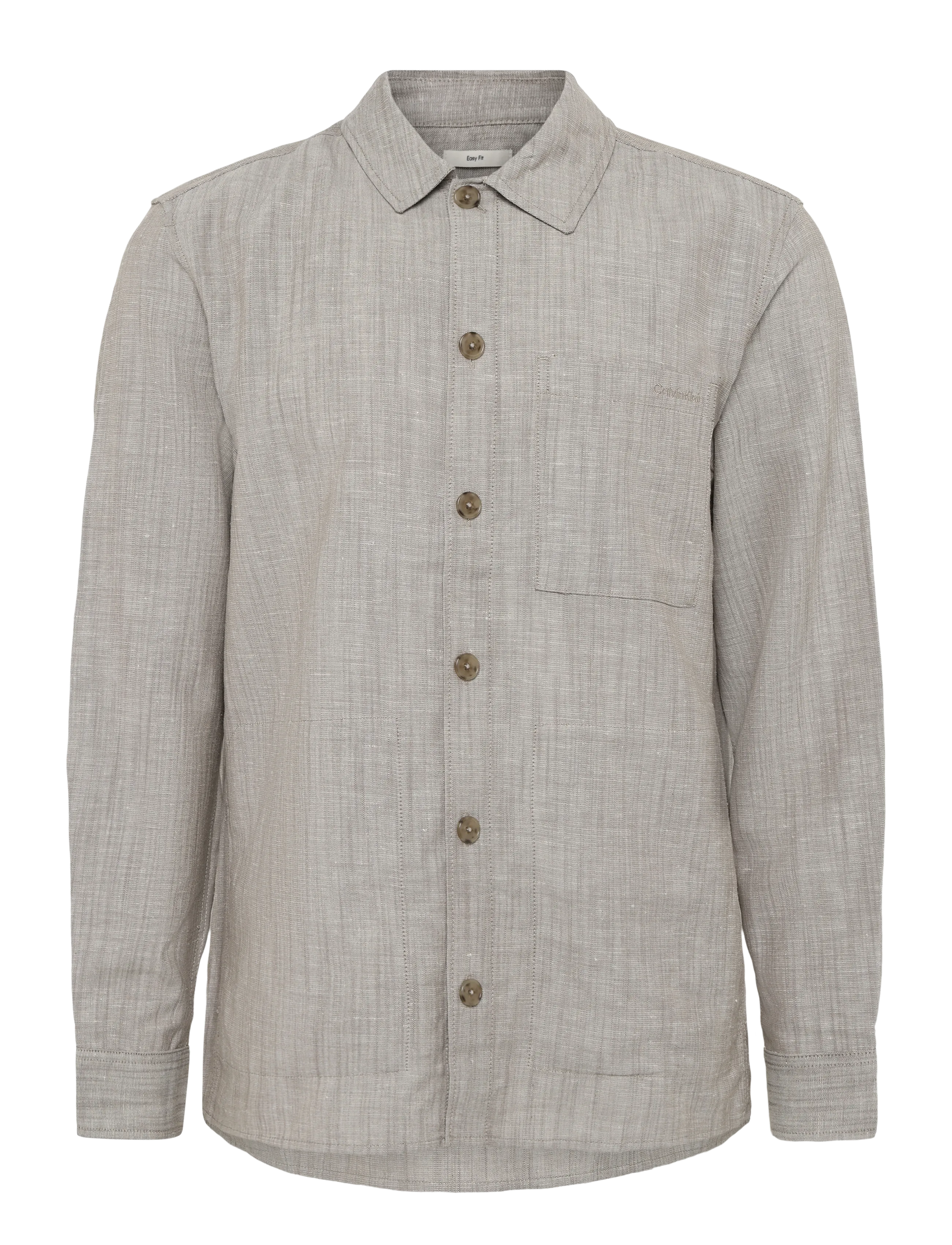 CALVIN KLEIN Ls Linen Viscose Overshirt Beige - L - Herren