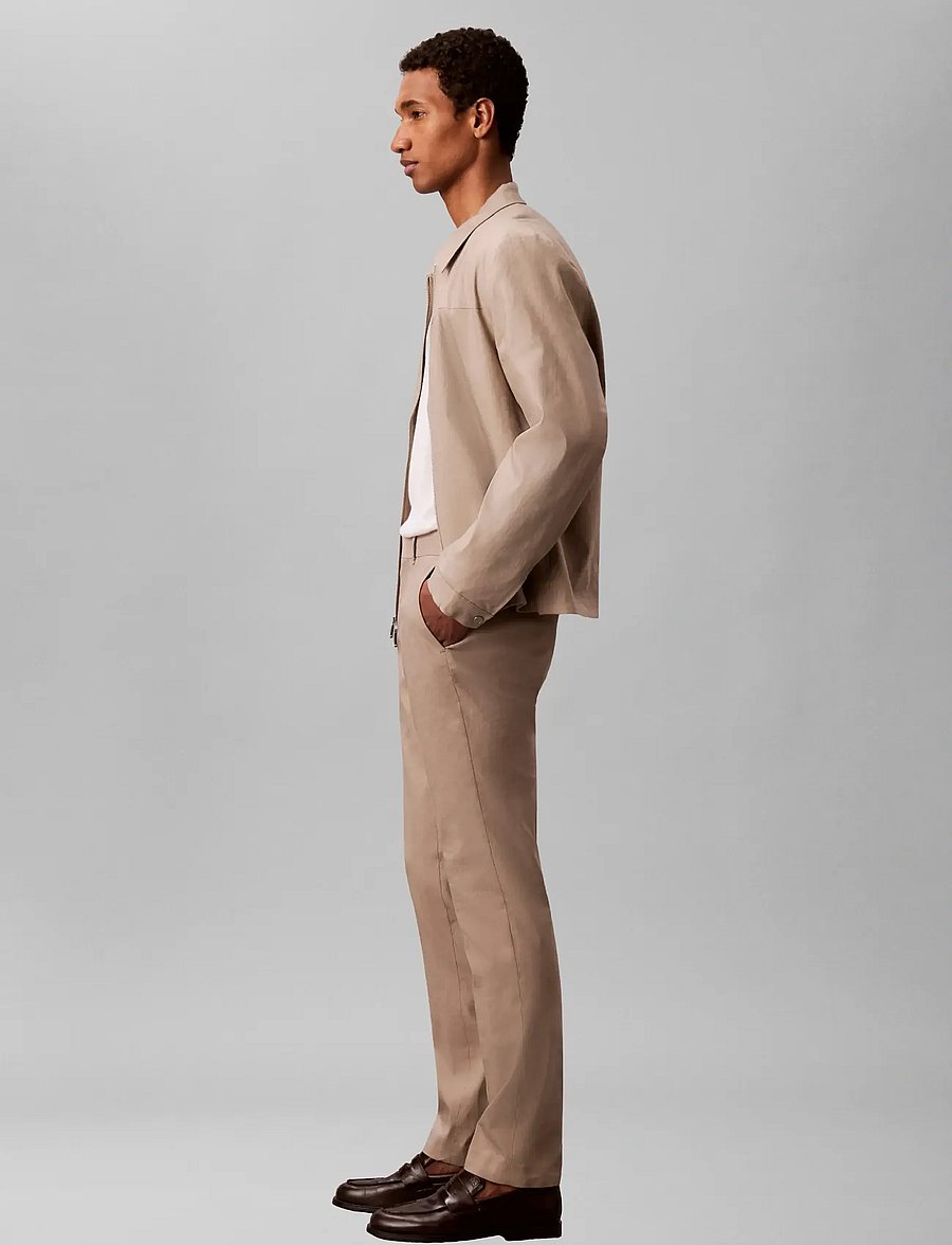 Calvin Klein - SLIM LINEN LYOCELL PANT - linen trousers - roasted cashew - 4