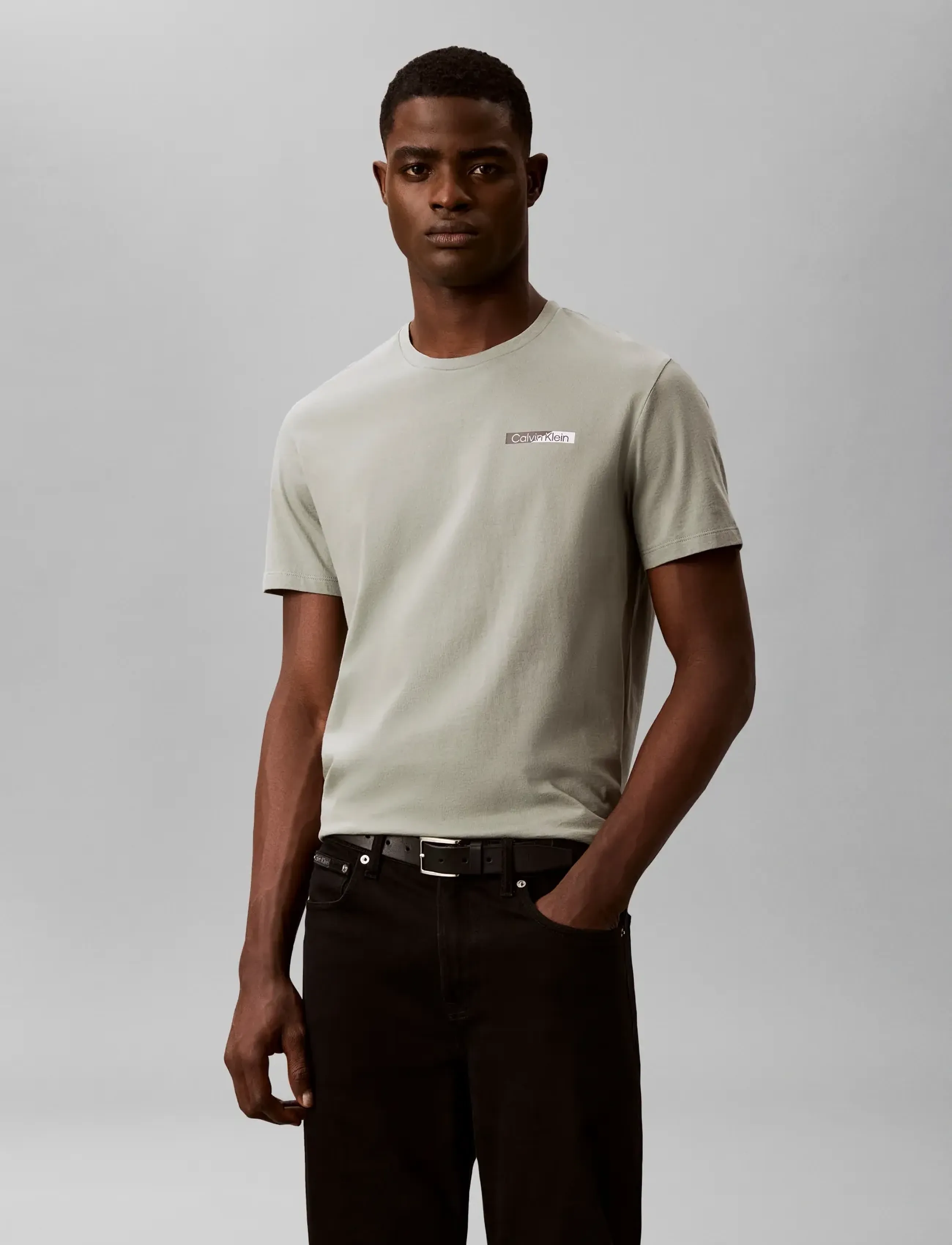 Calvin Klein SS 30s EU SPW SPLIT STNDRD GRAPH - T-särgid - SHADOW / khaki/green
