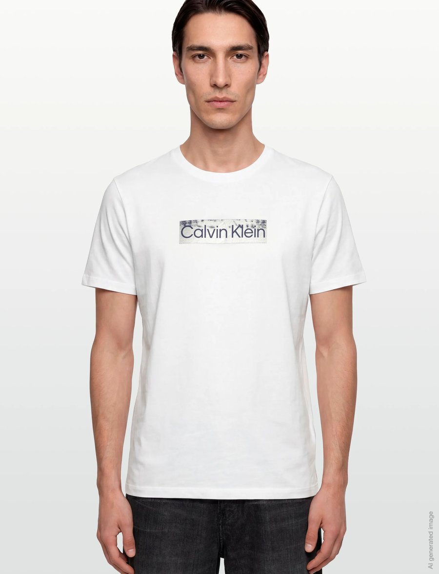 Calvin Klein - SS 30s EU SPW MTL STNDRD GRAPHIC - kortärmade t-shirts - bright white - 3