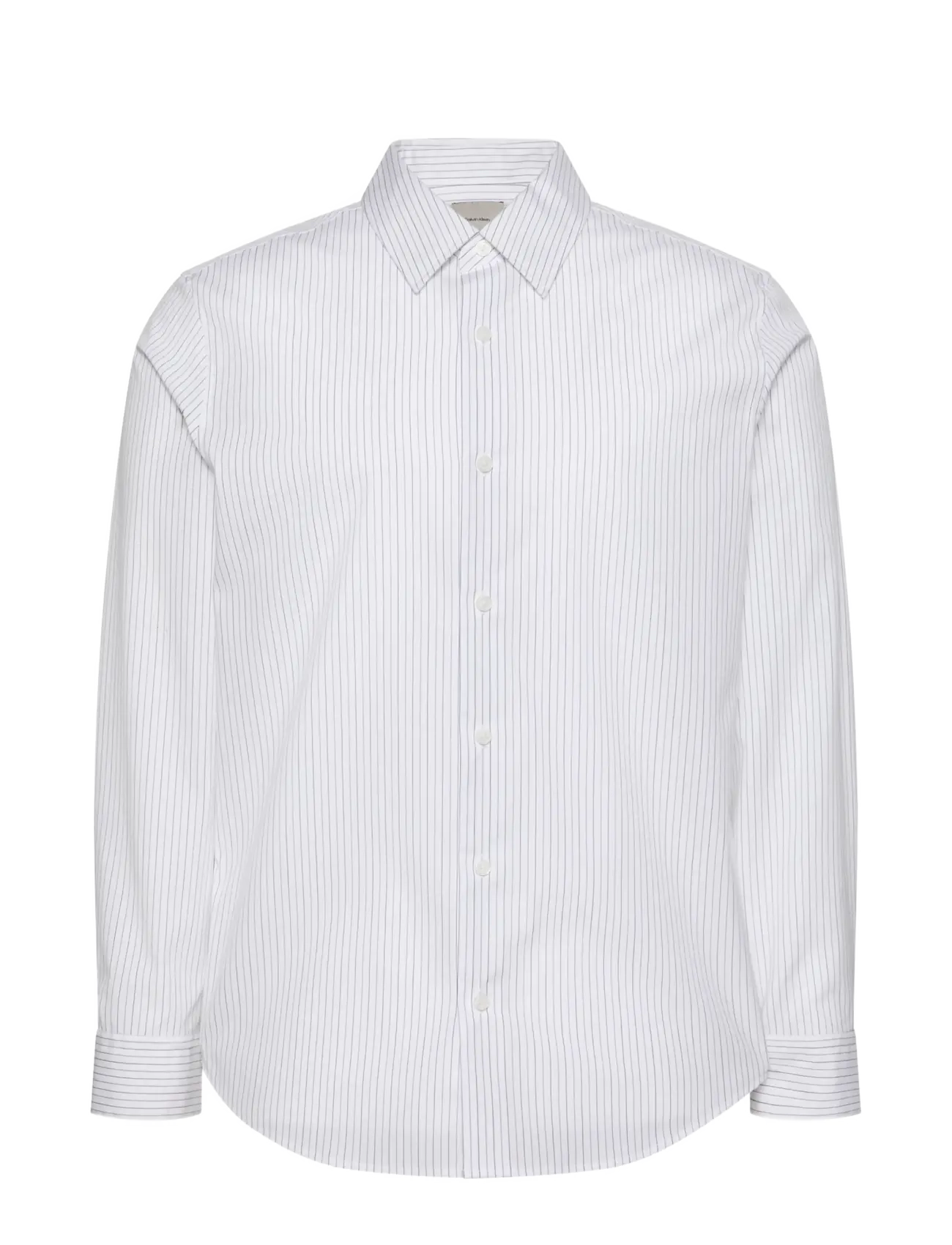 Calvin Klein - LS YD STRPE SUPMA STR SLM SHIRT - randiga skjortor - brilliant white - 1