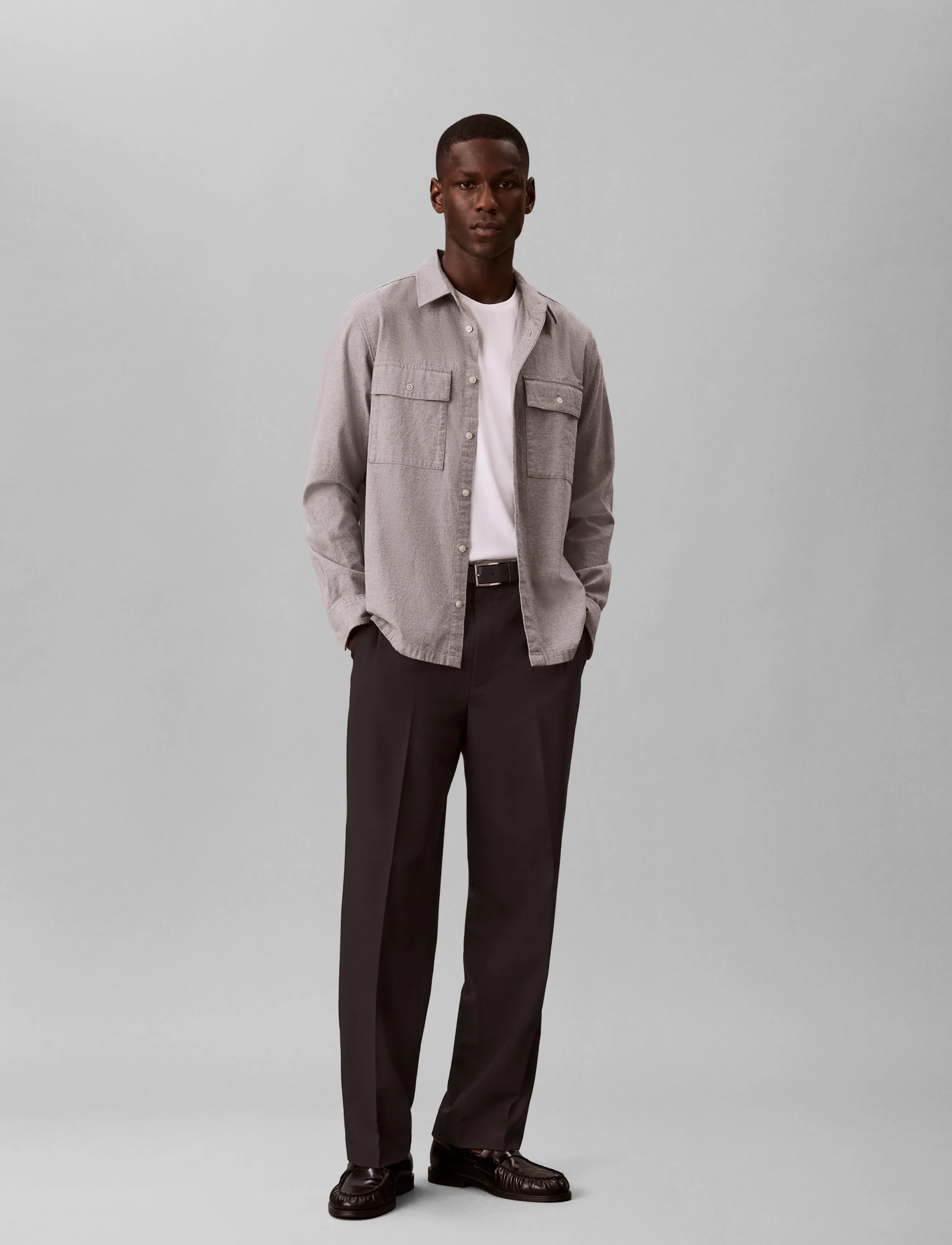 Calvin Klein LS MELANGE FLANNEL CLASSIC SHIRT - Nach Anlass kaufen - GREY HEATHER / grey