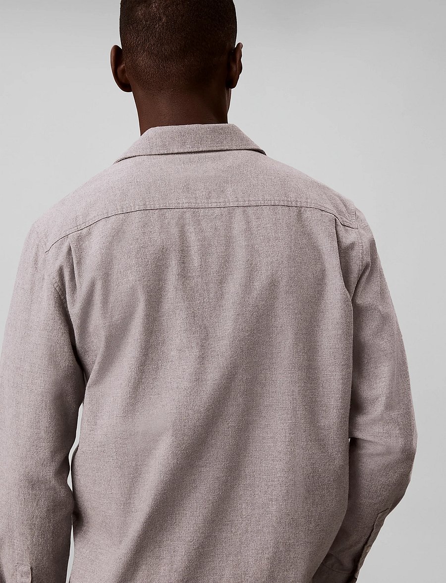 Calvin Klein - LS MELANGE FLANNEL CLASSIC SHIRT - freizeithemden - grey heather - 2