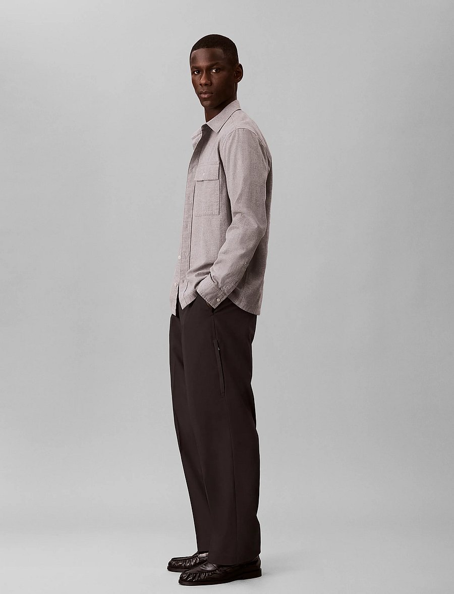 Calvin Klein - LS MELANGE FLANNEL CLASSIC SHIRT - freizeithemden - grey heather - 5