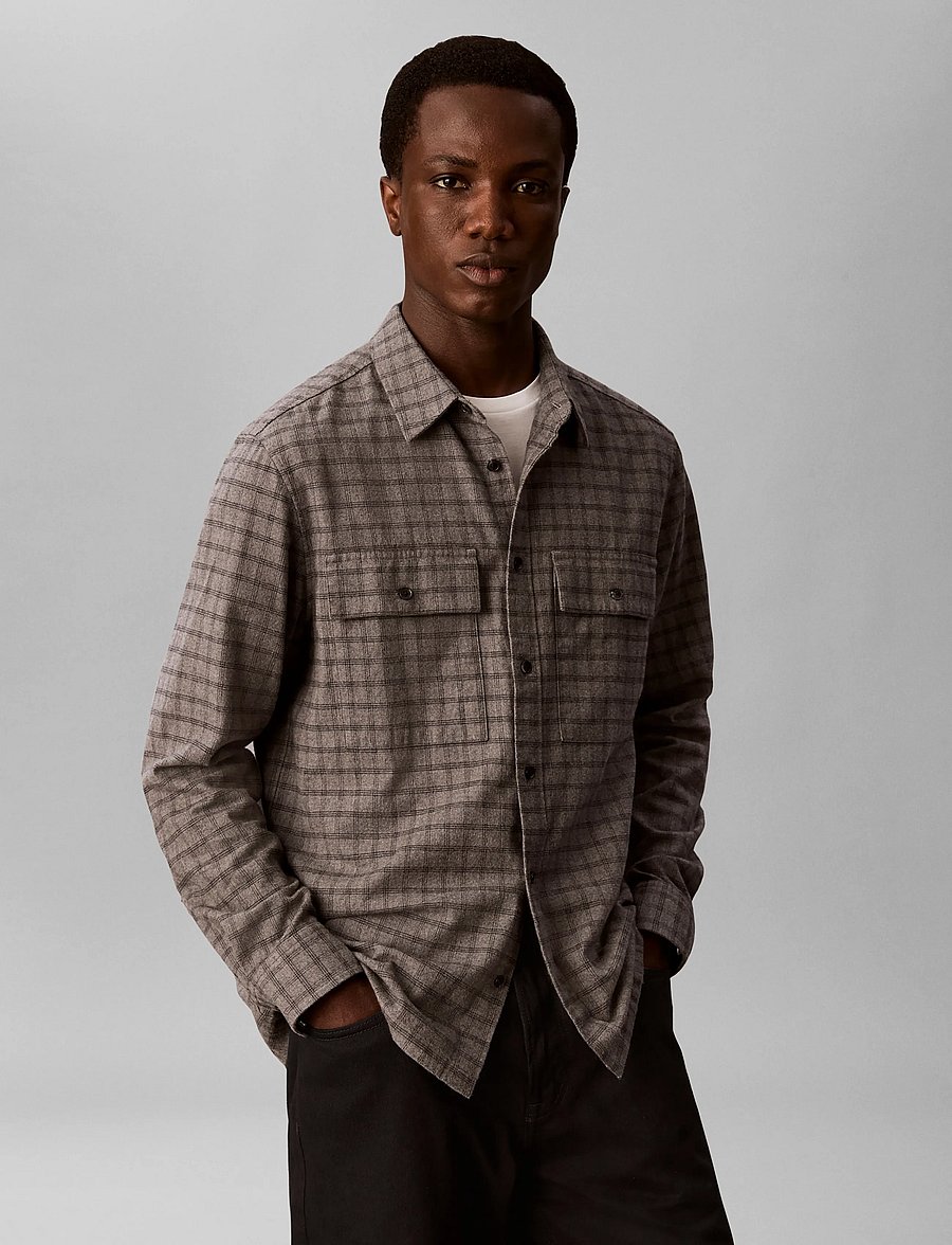 Calvin Klein - LS CHECK FLANNEL CLASSIC SHIRT - karierte hemden - charcoal heather - 0