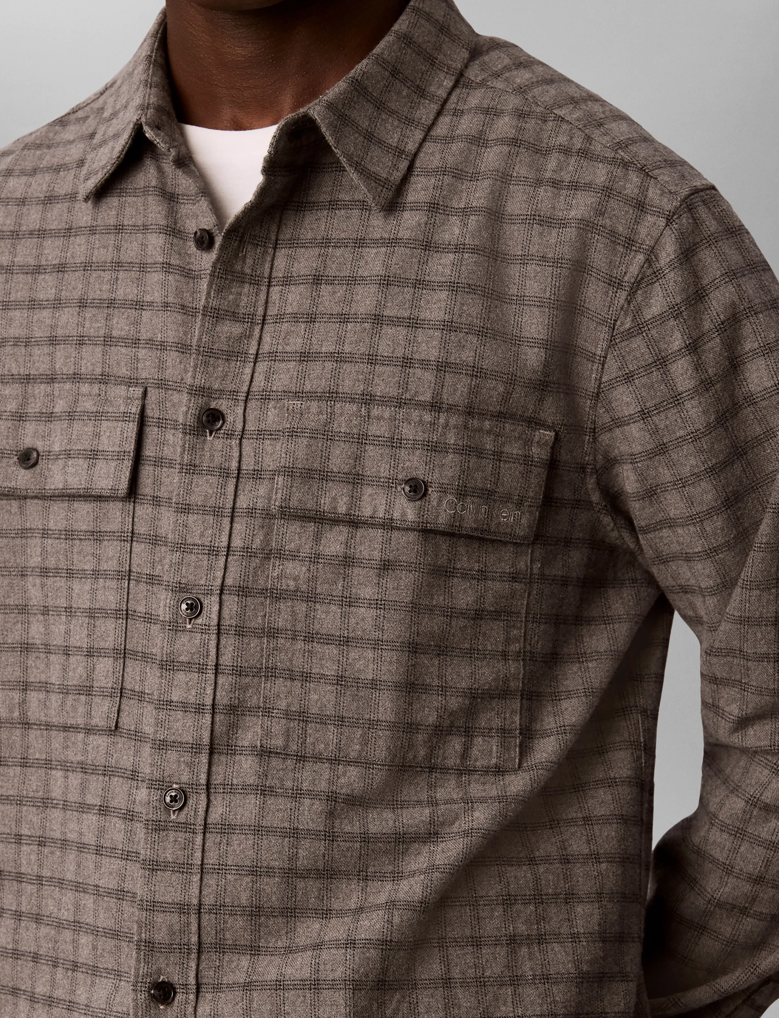 Calvin Klein - LS CHECK FLANNEL CLASSIC SHIRT - karierte hemden - charcoal heather - 4