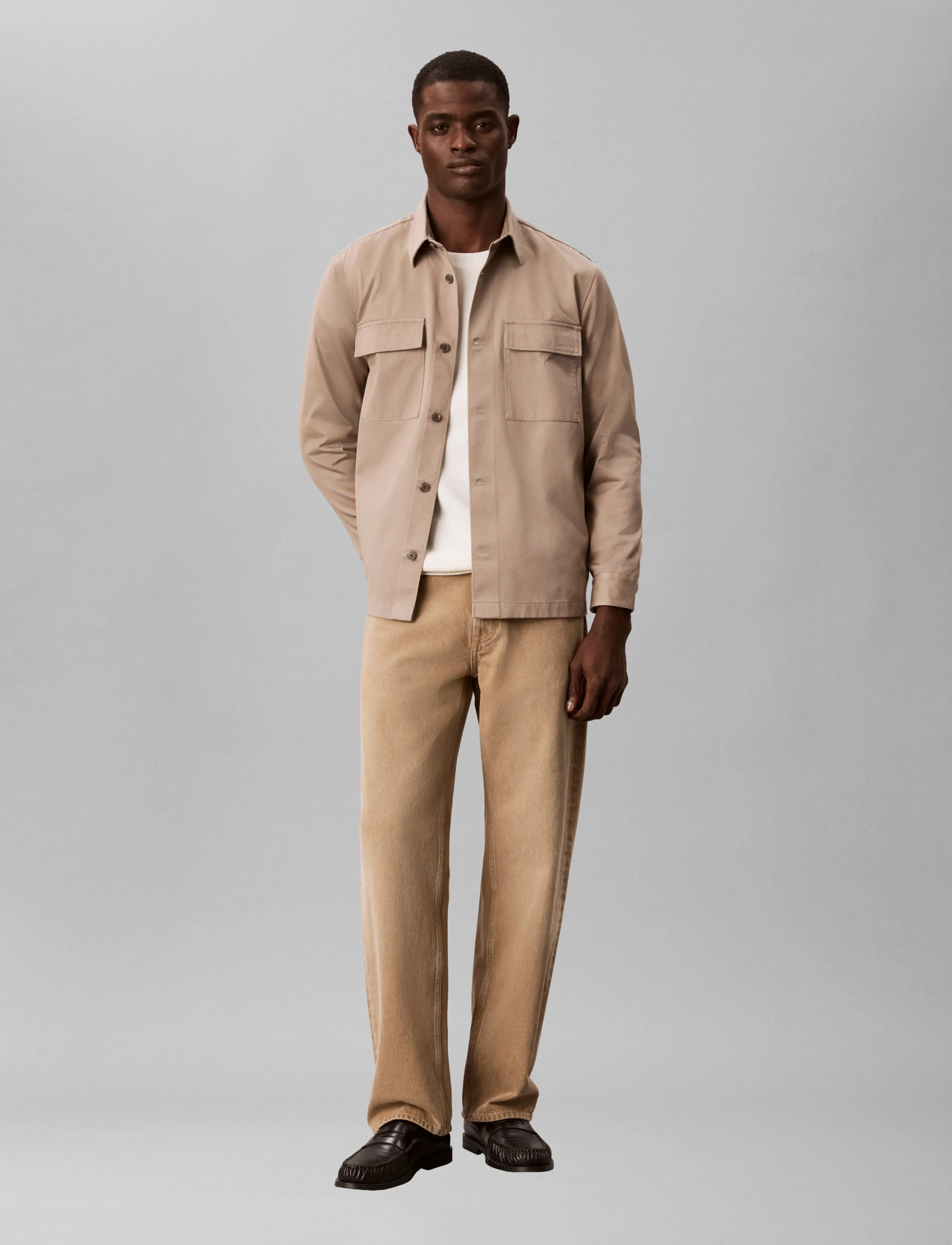 Calvin Klein LS HEAVY UTILITY CTN TWL EASY OV - Inspiration - ROASTED CASHEW / beige