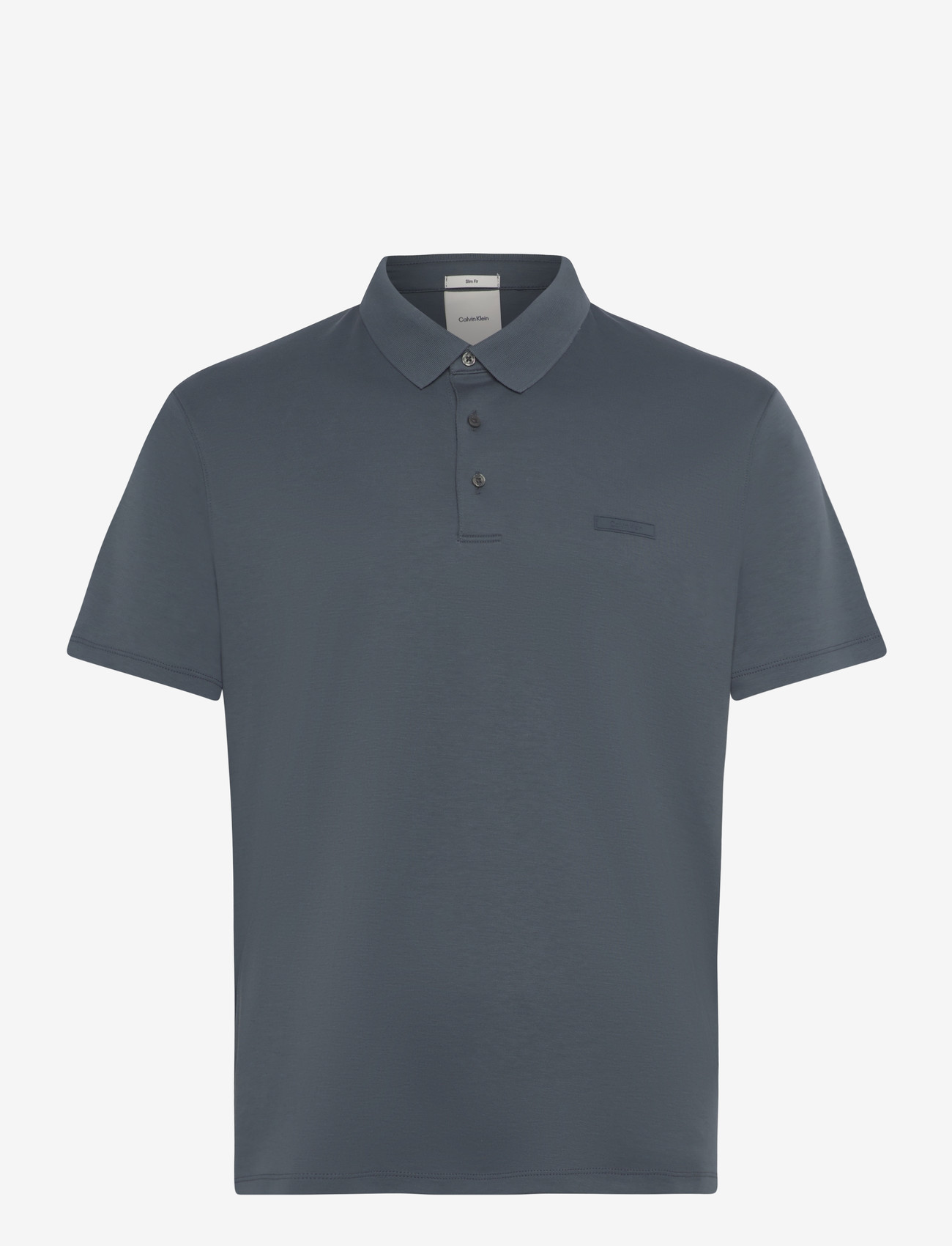 Calvin Klein - SS SLIM SUPIMA LOGO PATCH POLO - kortærmede poloer - dark slate - 0