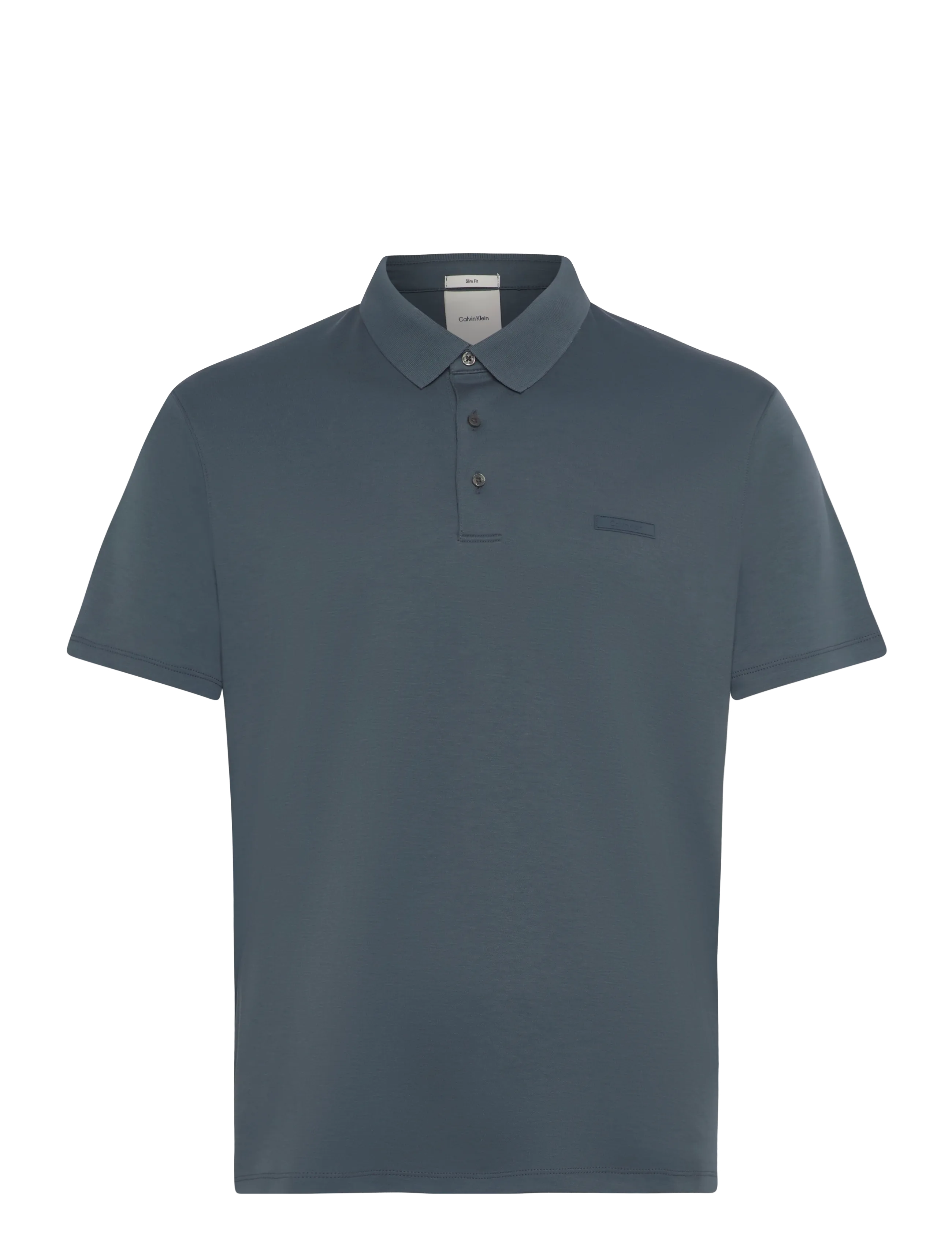 Calvin Klein SS SLIM SUPIMA LOGO PATCH POLO - Poloshirts - DARK SLATE / grey
