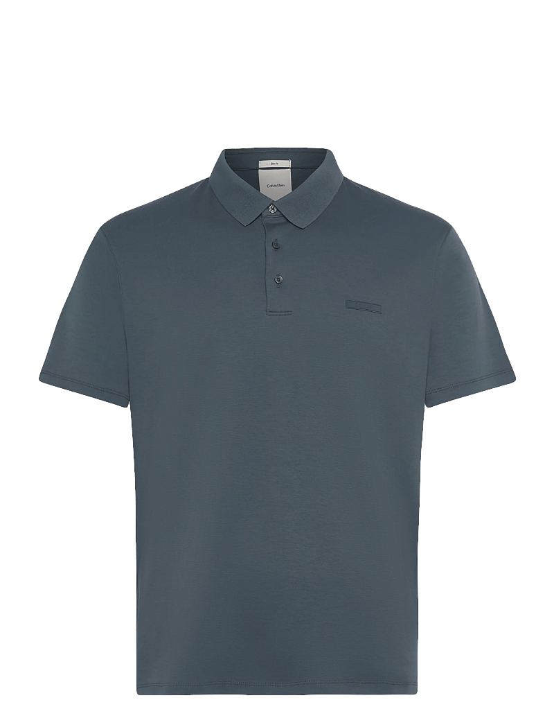 Calvin Klein - SS SLIM SUPIMA LOGO PATCH POLO - kortærmede poloer - dark slate - 0
