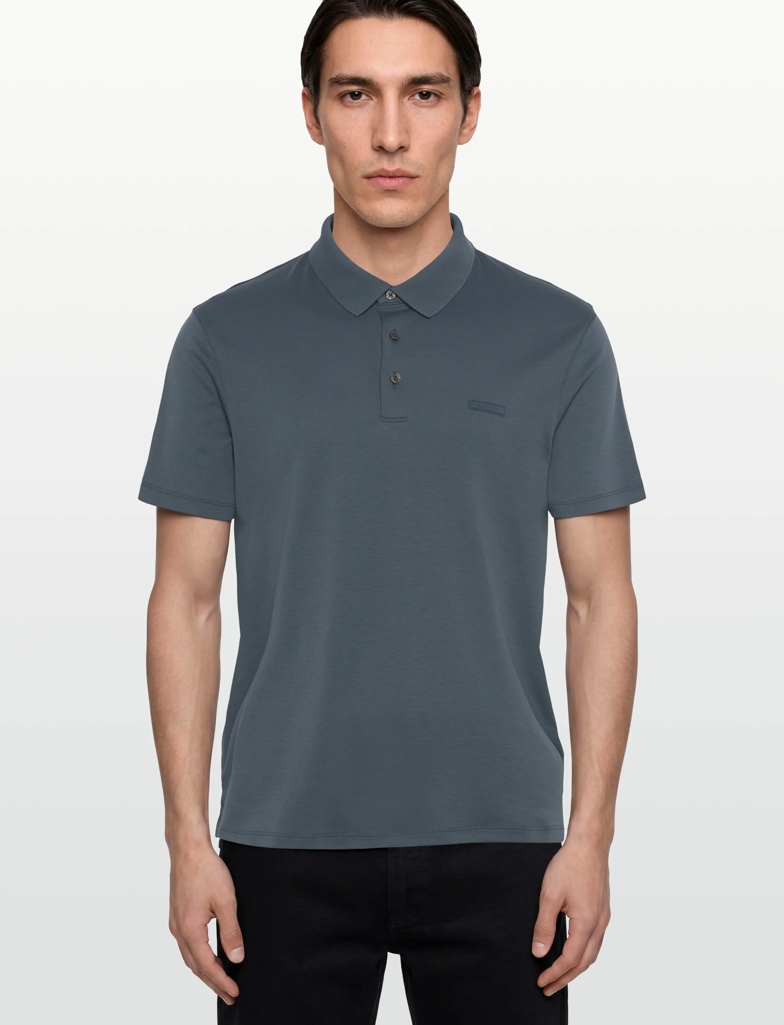 Calvin Klein - SS SLIM SUPIMA LOGO PATCH POLO - short-sleeved polos - dark slate - 3