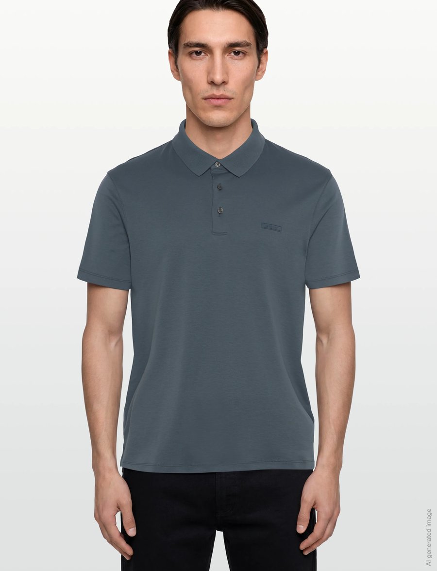 Calvin Klein - SS SLIM SUPIMA LOGO PATCH POLO - kurzärmelig - dark slate - 3