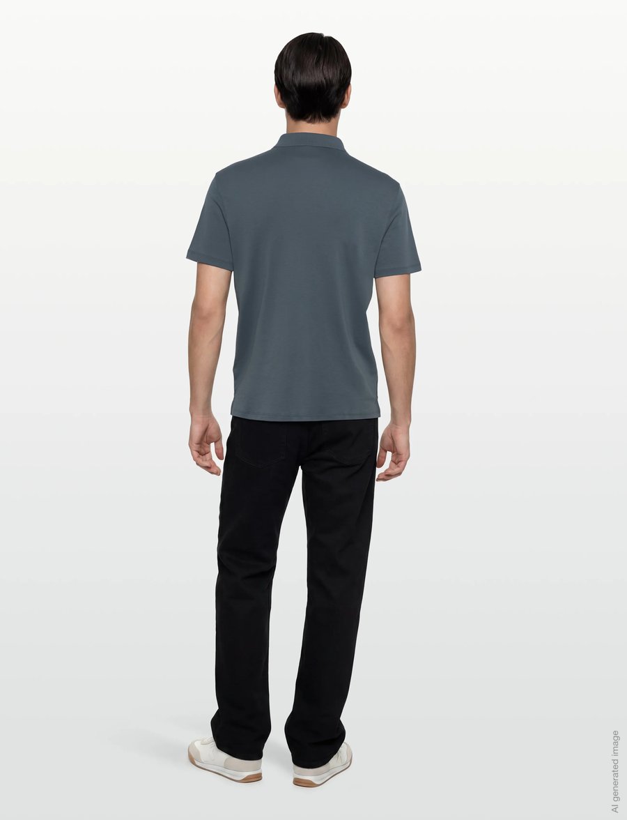 Calvin Klein - SS SLIM SUPIMA LOGO PATCH POLO - kurzärmelig - dark slate - 4