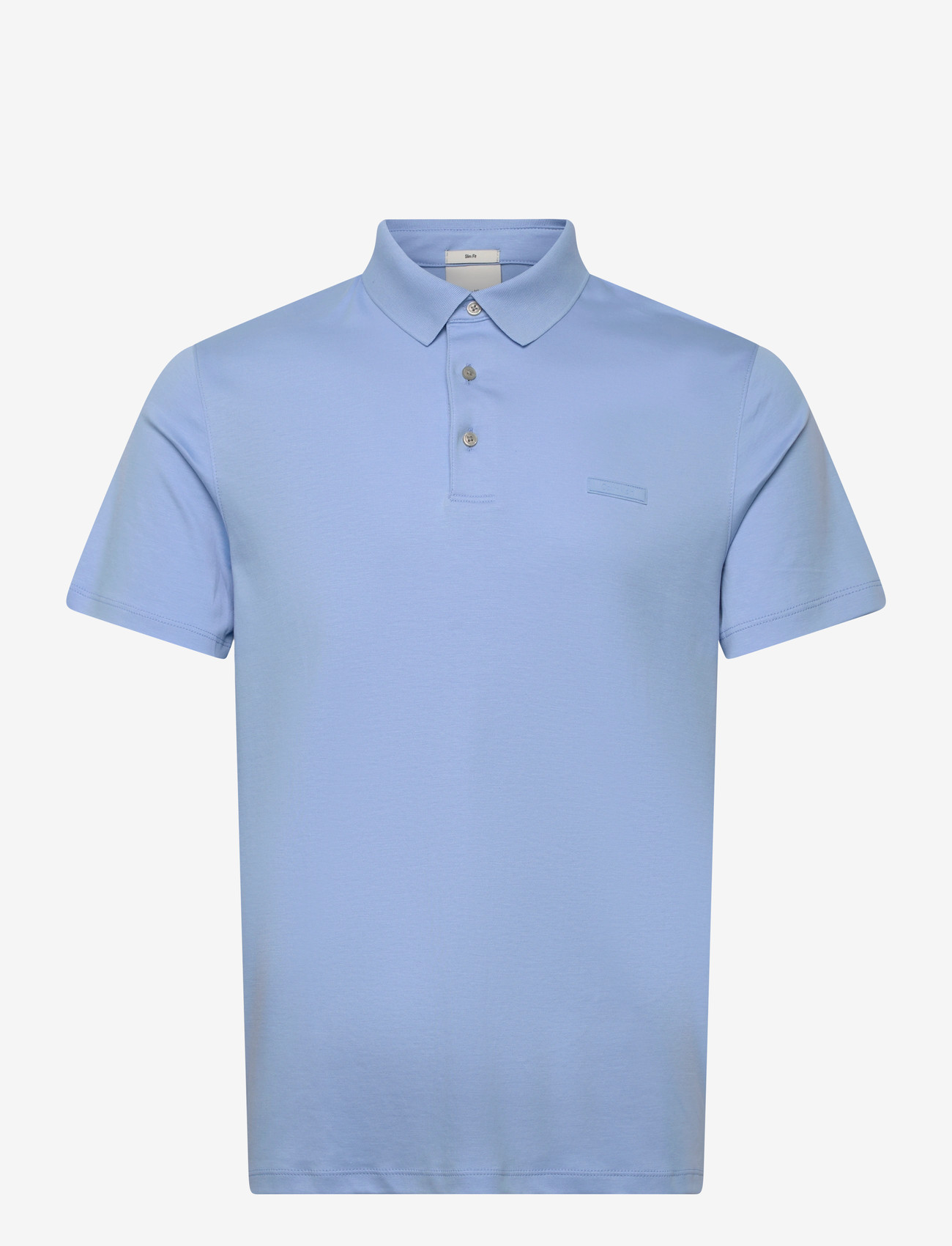 Calvin Klein - SS SLIM SUPIMA LOGO PATCH POLO - kortærmede poloer - placid blue - 0