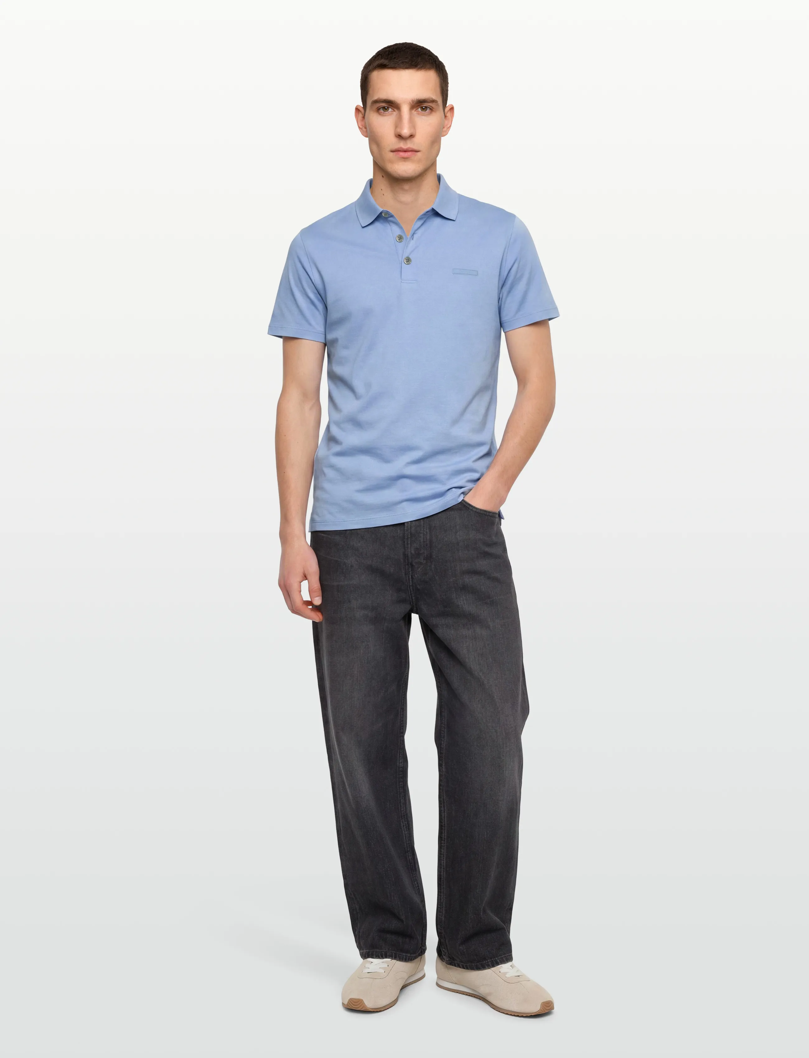 Calvin Klein SS SLIM SUPIMA LOGO PATCH POLO - Lühikeste varrukatega polod - PLACID BLUE / blue