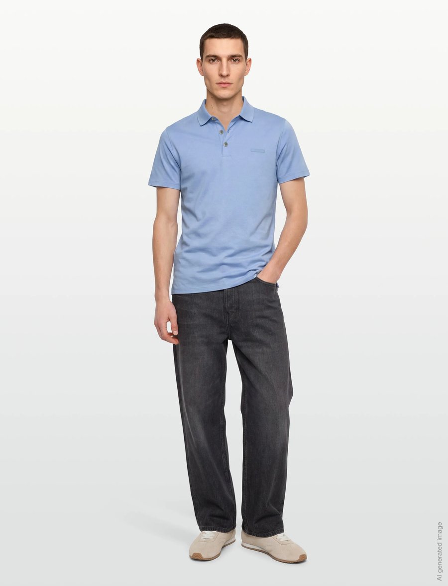 Calvin Klein - SS SLIM SUPIMA LOGO PATCH POLO - kurzärmelig - placid blue - 0