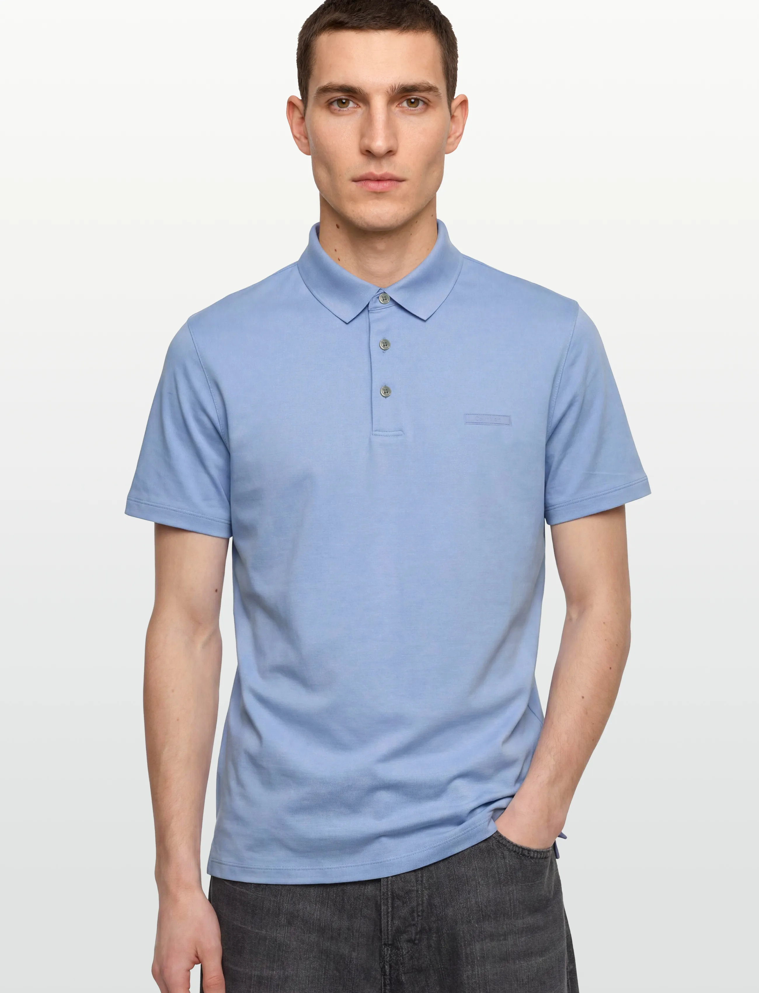 Calvin Klein - SS SLIM SUPIMA LOGO PATCH POLO - kurzärmelig - placid blue - 3