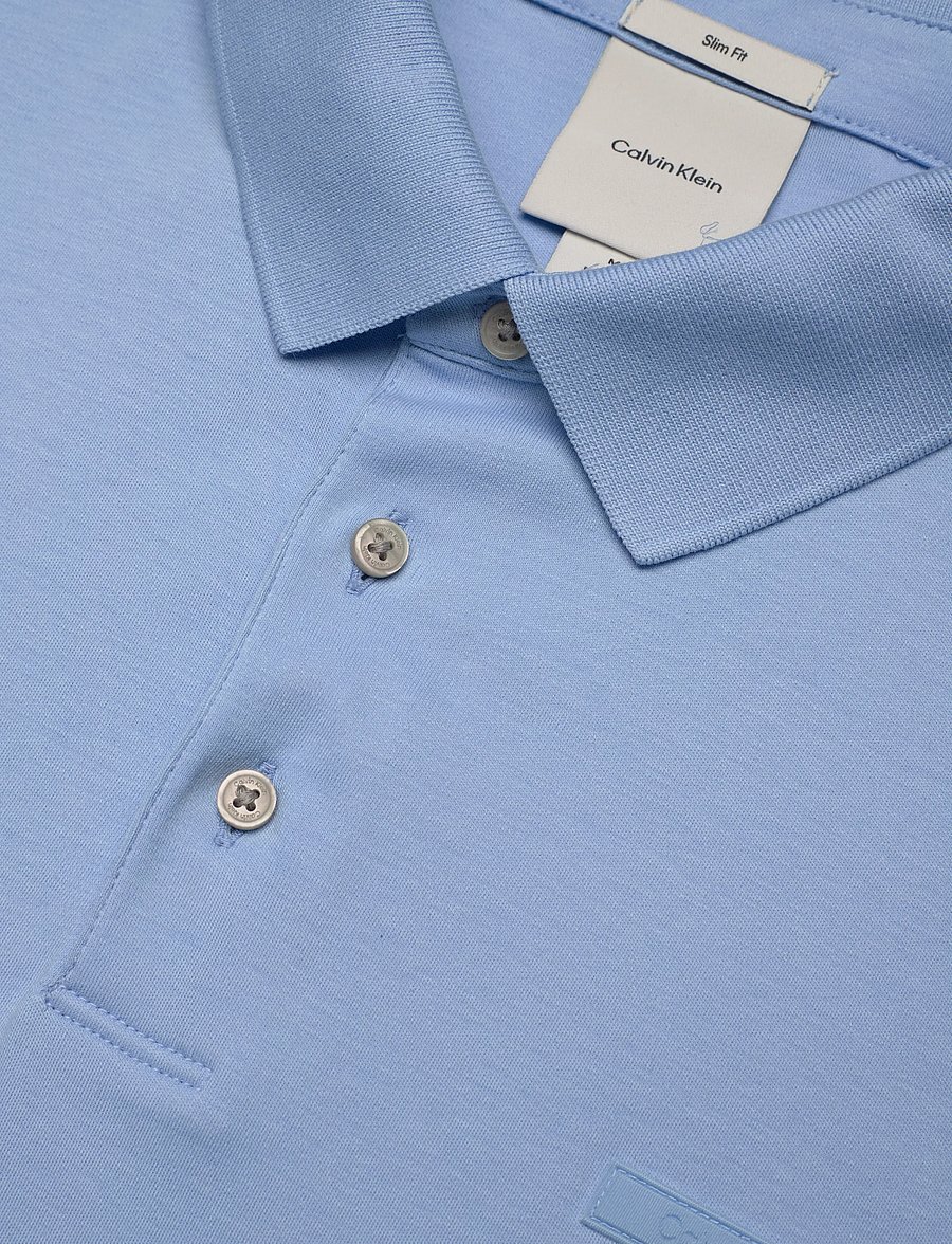 Calvin Klein - SS SLIM SUPIMA LOGO PATCH POLO - lühikeste varrukatega polod - placid blue - 2