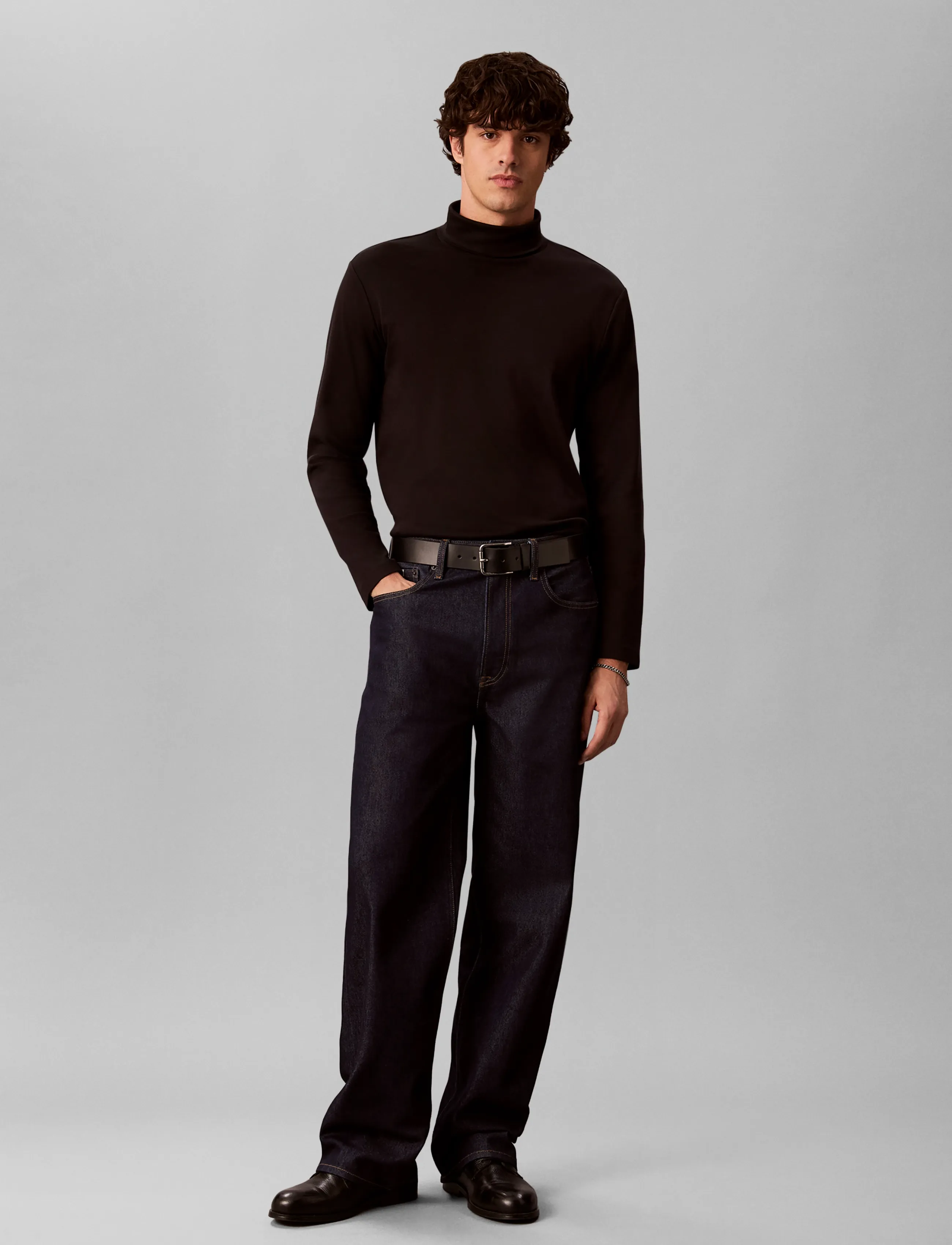 Calvin Klein LS LIGHTWEIGHT SUPIMA ROLLNECK T - Calvin Klein - BLACK / black