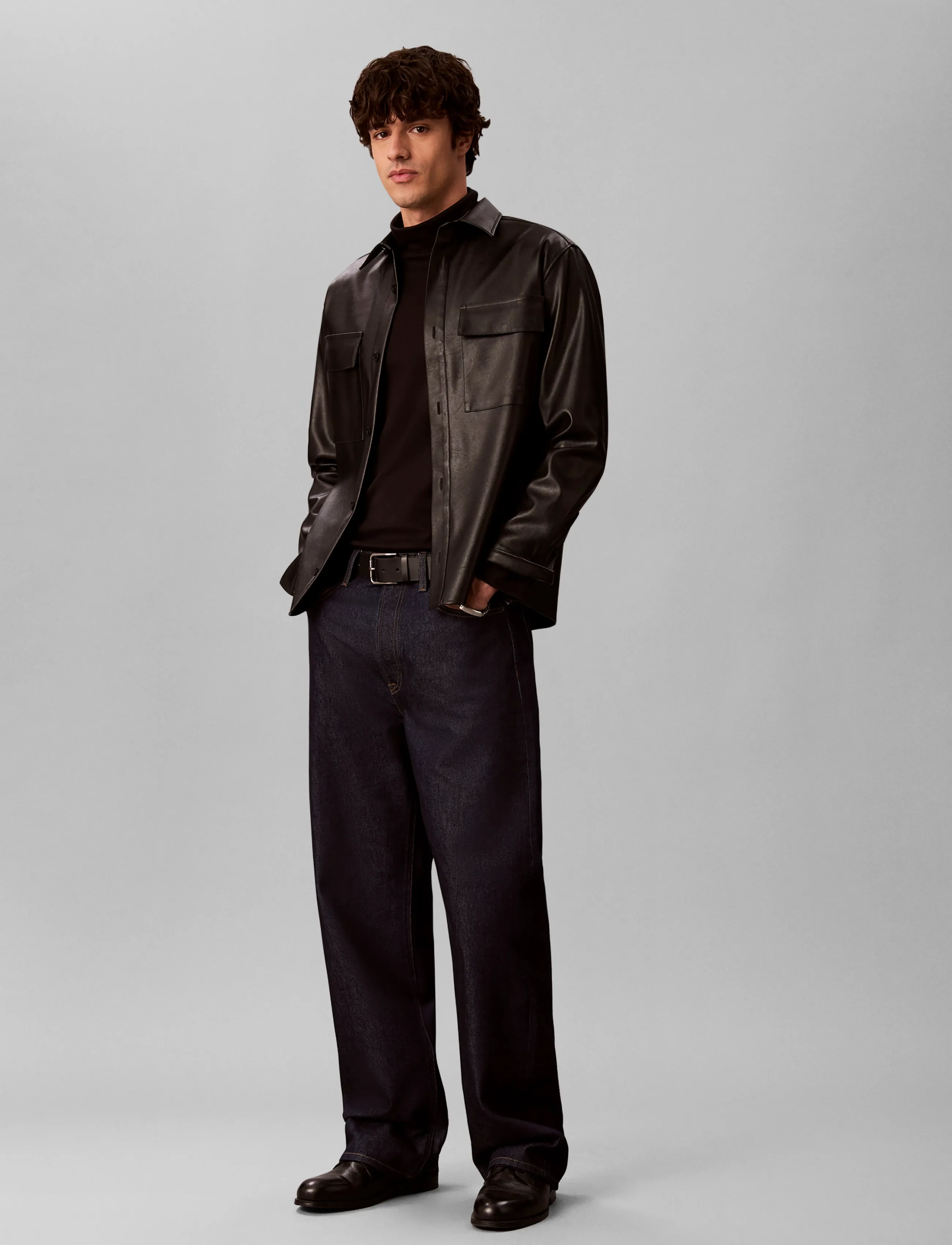 Calvin Klein LS LIGHTWEIGHT SUPIMA ROLLNECK T - Riided - BLACK / black