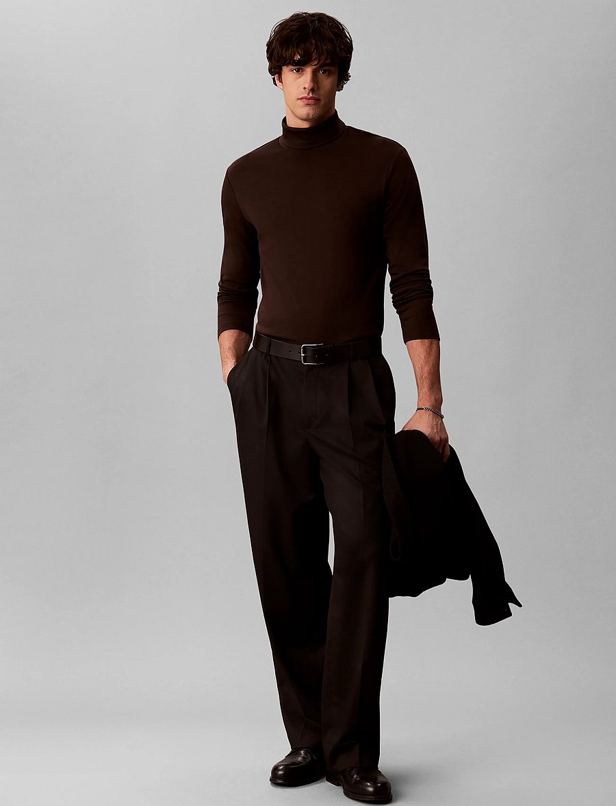 Calvin Klein - LS LIGHTWEIGHT SUPIMA ROLLNECK T - polokrage - black coffee - 0
