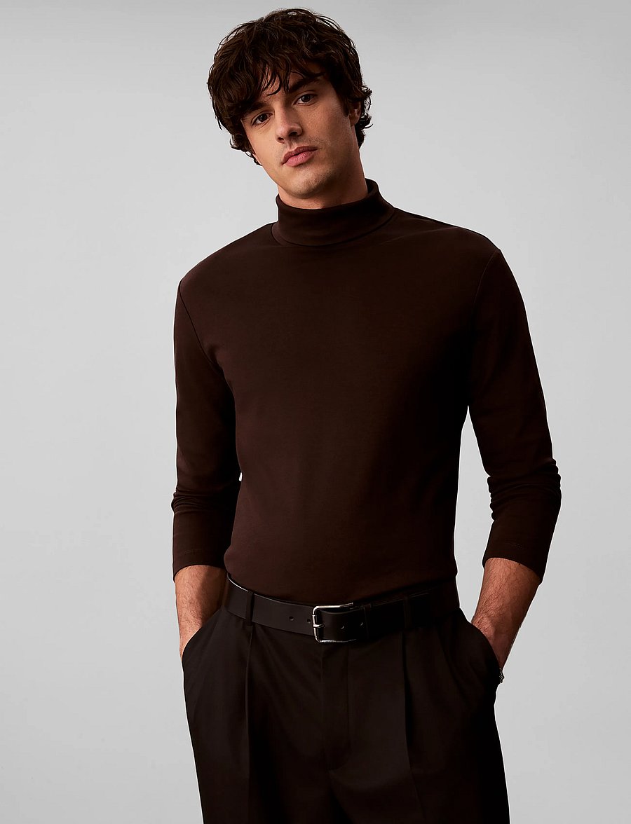 Calvin Klein - LS LIGHTWEIGHT SUPIMA ROLLNECK T - polokrage - black coffee - 3
