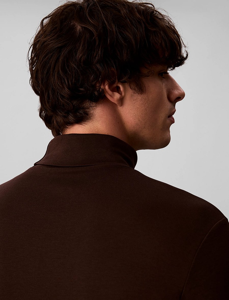 Calvin Klein - LS LIGHTWEIGHT SUPIMA ROLLNECK T - polokrage - black coffee - 5