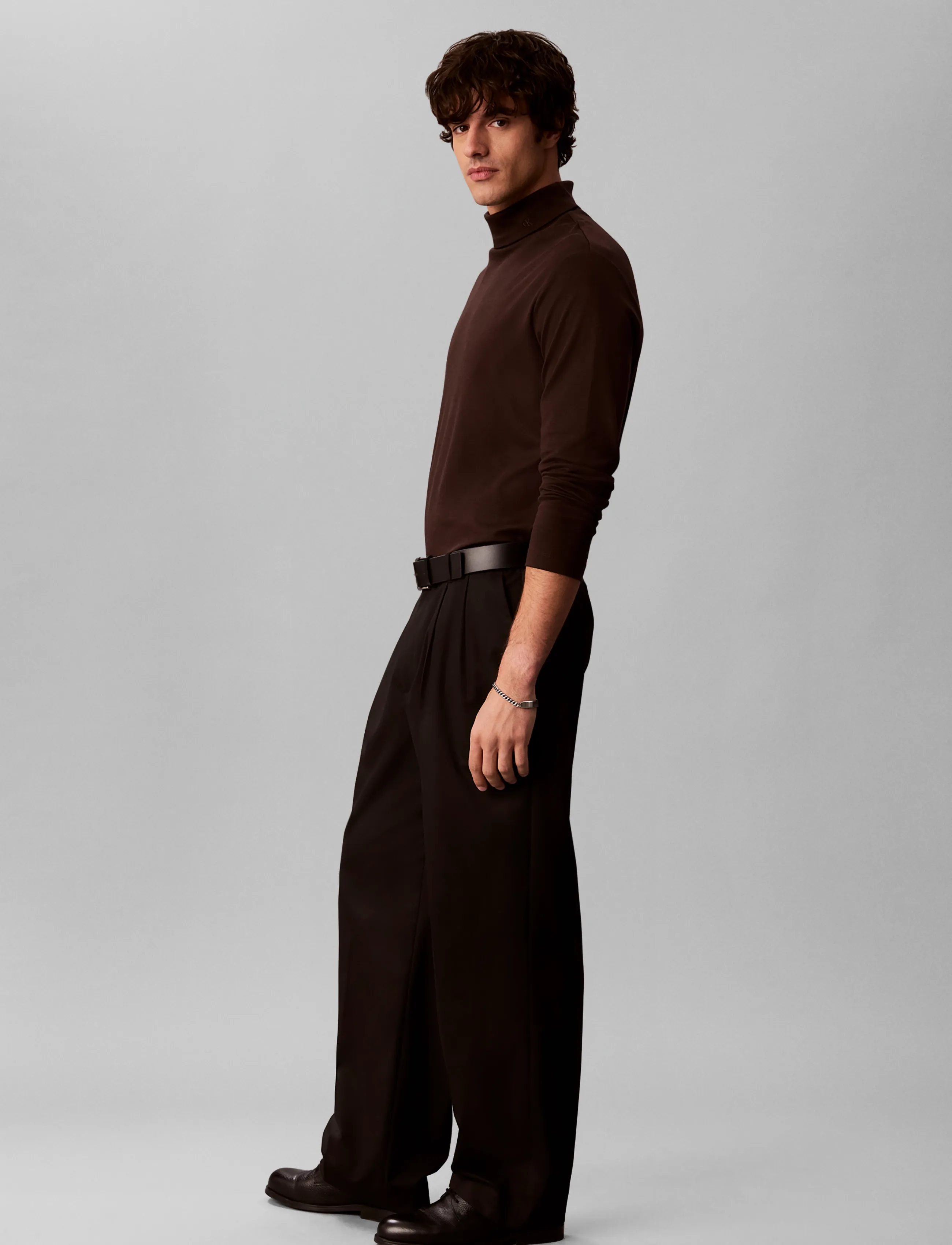 Calvin Klein LS LIGHTWEIGHT SUPIMA ROLLNECK T - Kläder - BLACK COFFEE / brown