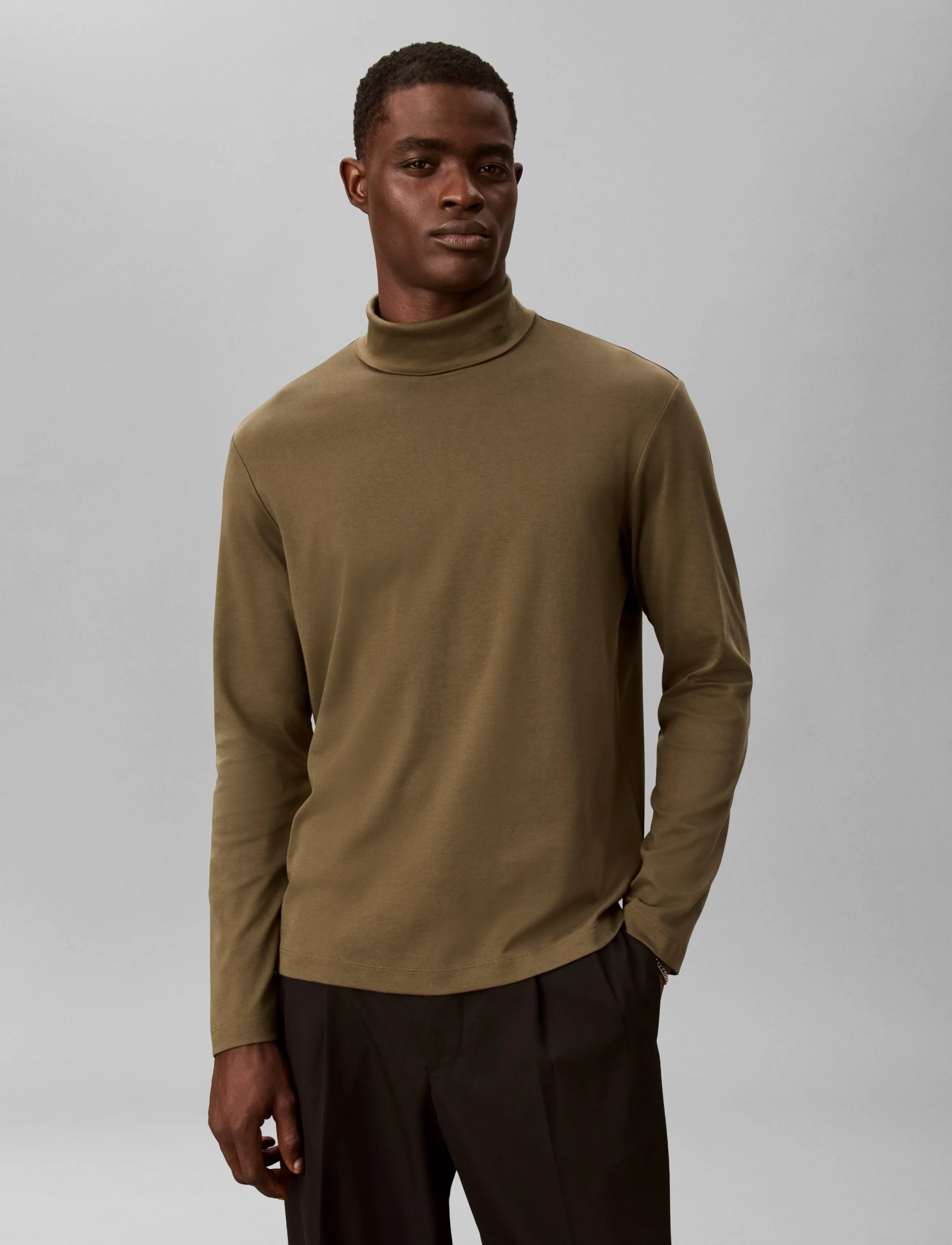Calvin Klein - LS LIGHTWEIGHT SUPIMA ROLLNECK T - rullekraver - olive night - 3
