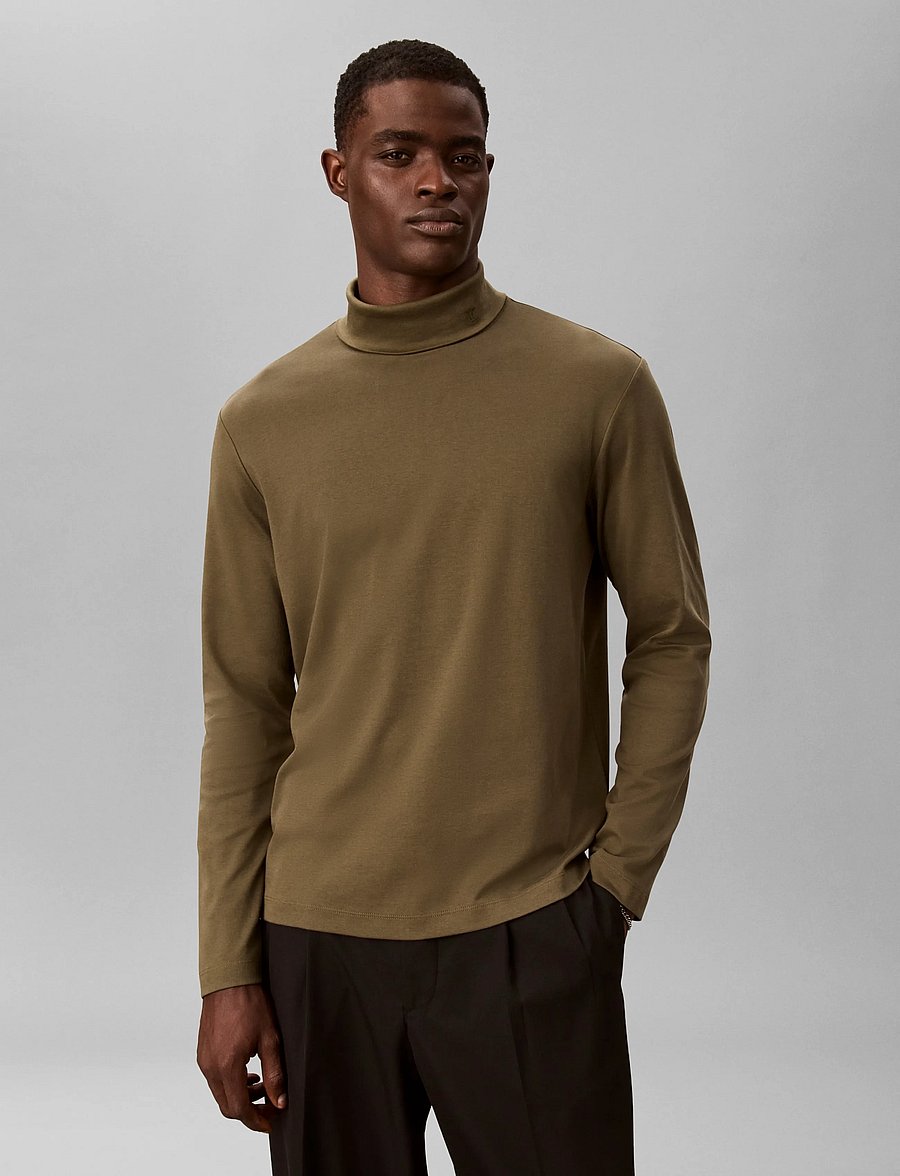 Calvin Klein - LS LIGHTWEIGHT SUPIMA ROLLNECK T - rullekraver - olive night - 3