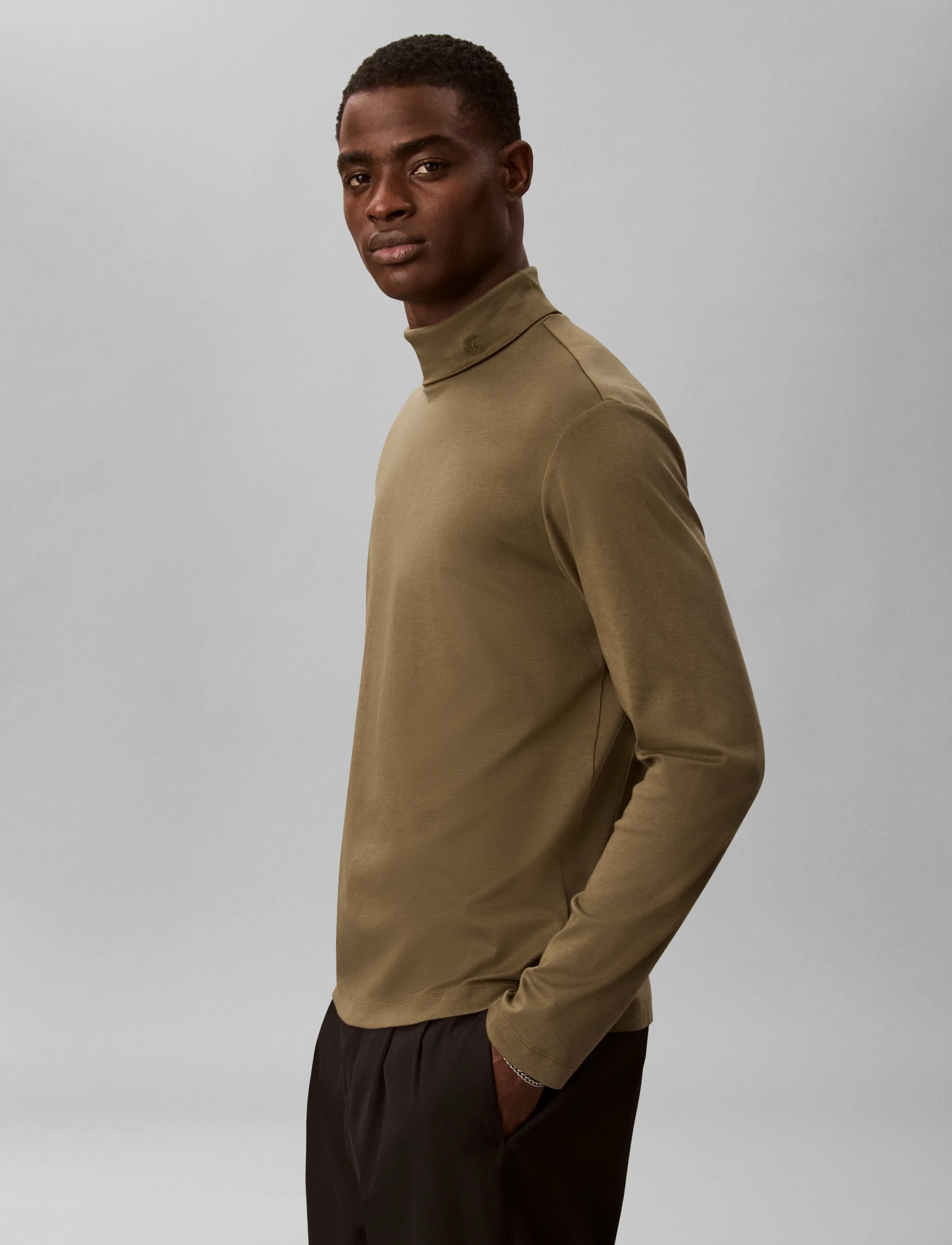 Calvin Klein - LS LIGHTWEIGHT SUPIMA ROLLNECK T - rullekraver - olive night - 5