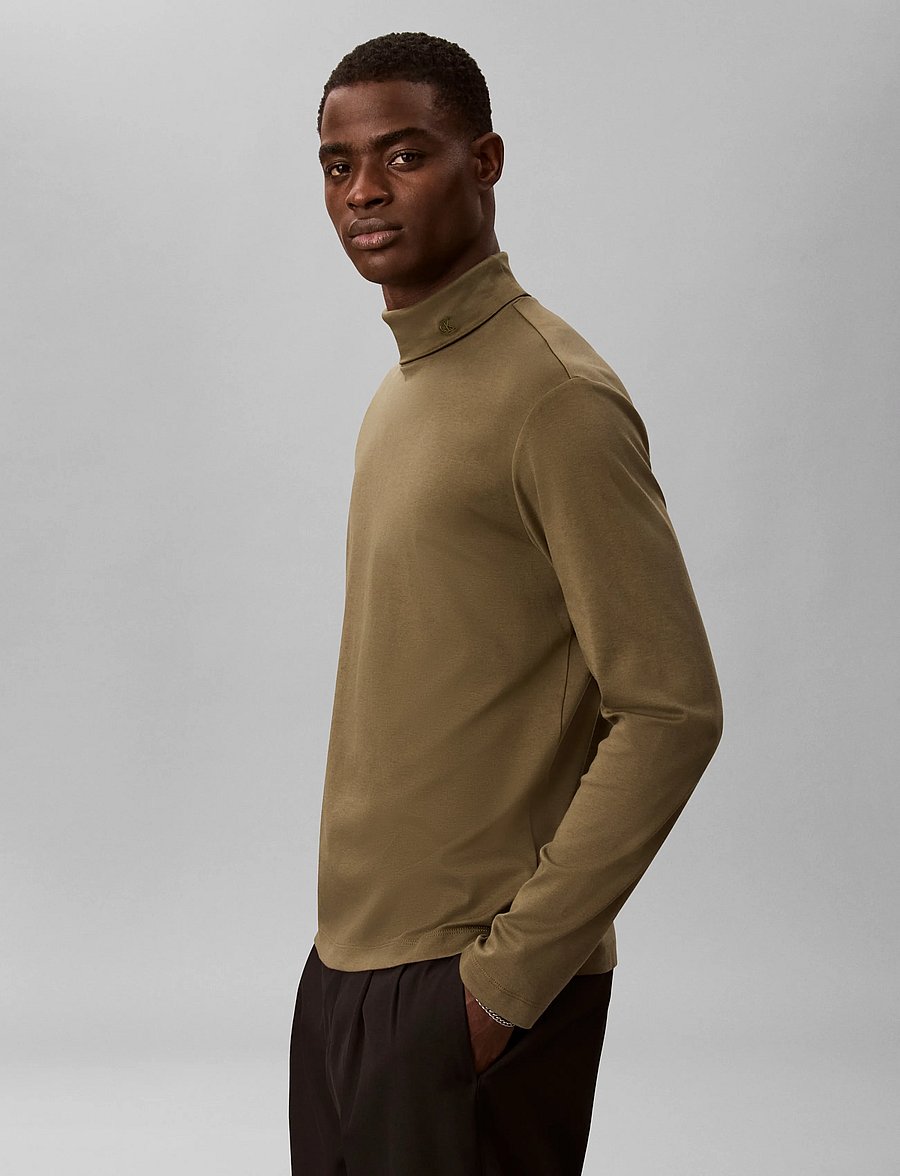 Calvin Klein - LS LIGHTWEIGHT SUPIMA ROLLNECK T - rullekraver - olive night - 5