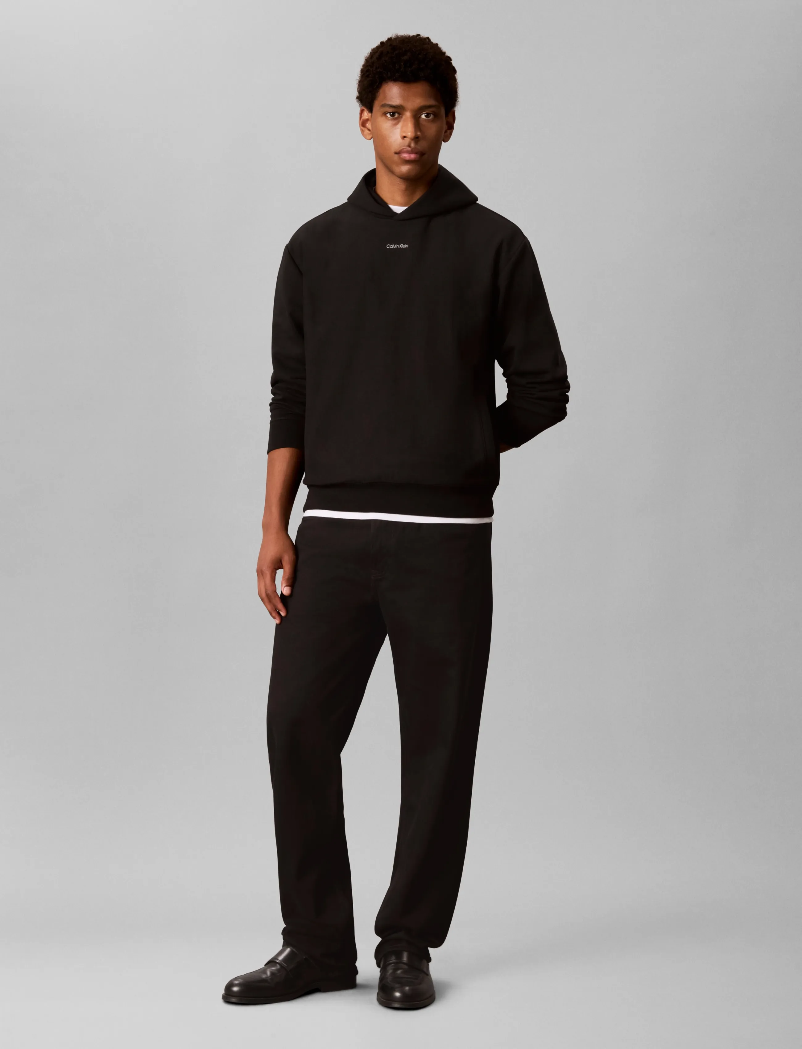 Calvin Klein LS PREMTRRY MICRO LOGO HOODIE - Sporta džemperi - BLACK / black