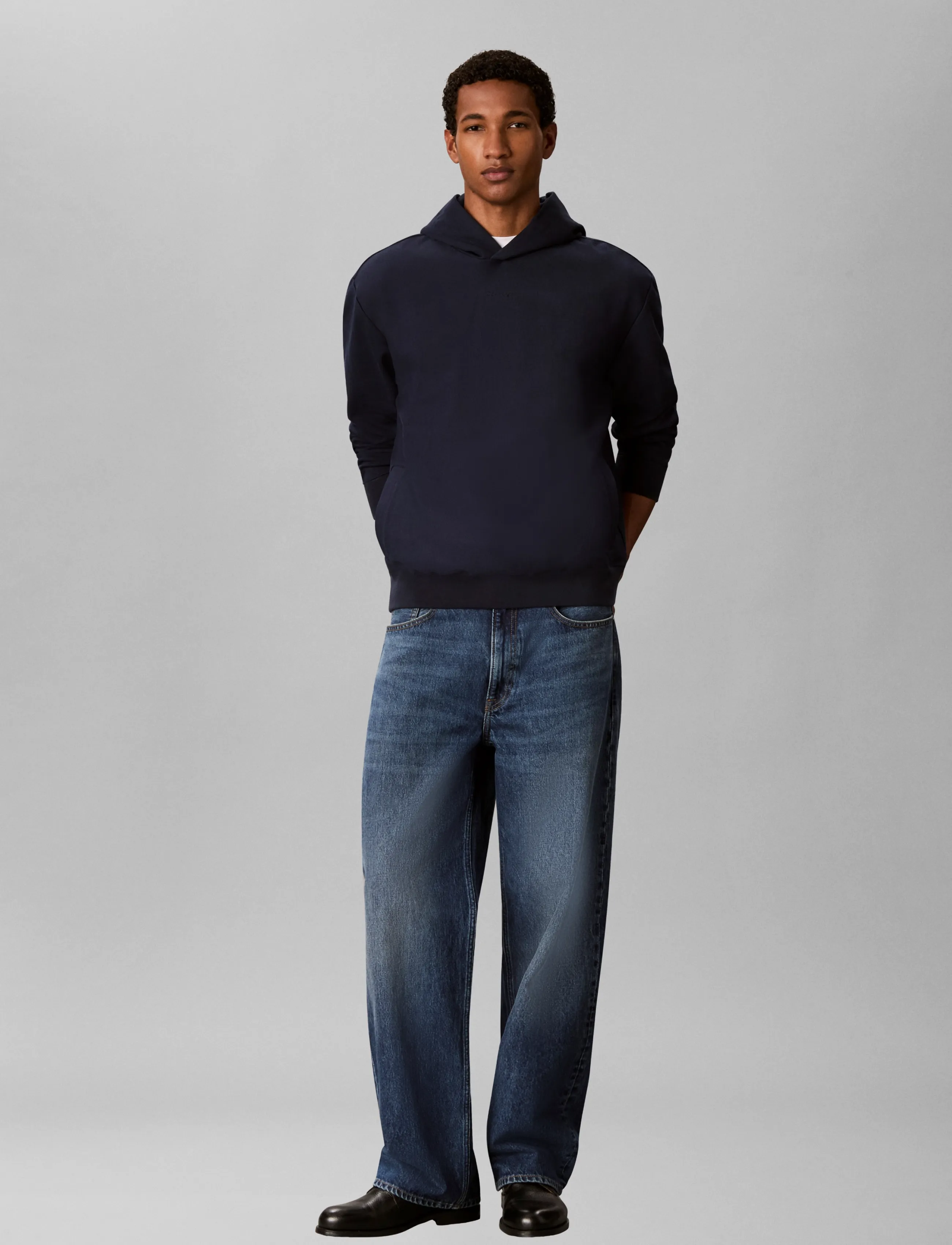Calvin Klein LS PREMTRRY MICRO LOGO HOODIE - Kapuutsiga pusad - DARK SAPPHIRE / navy