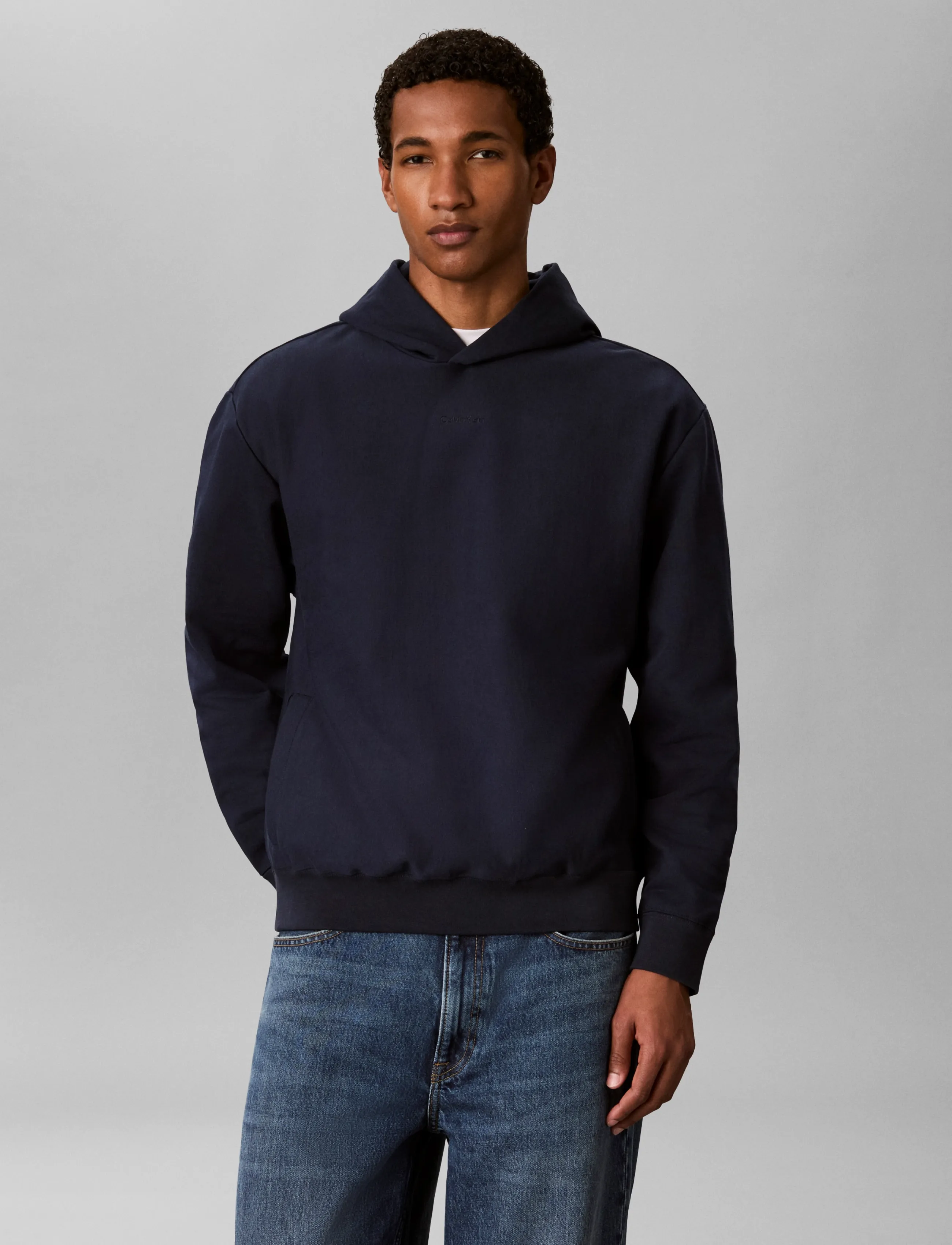 Calvin Klein - LS PREMTRRY MICRO LOGO HOODIE - kapuutsiga pusad - dark sapphire - 3