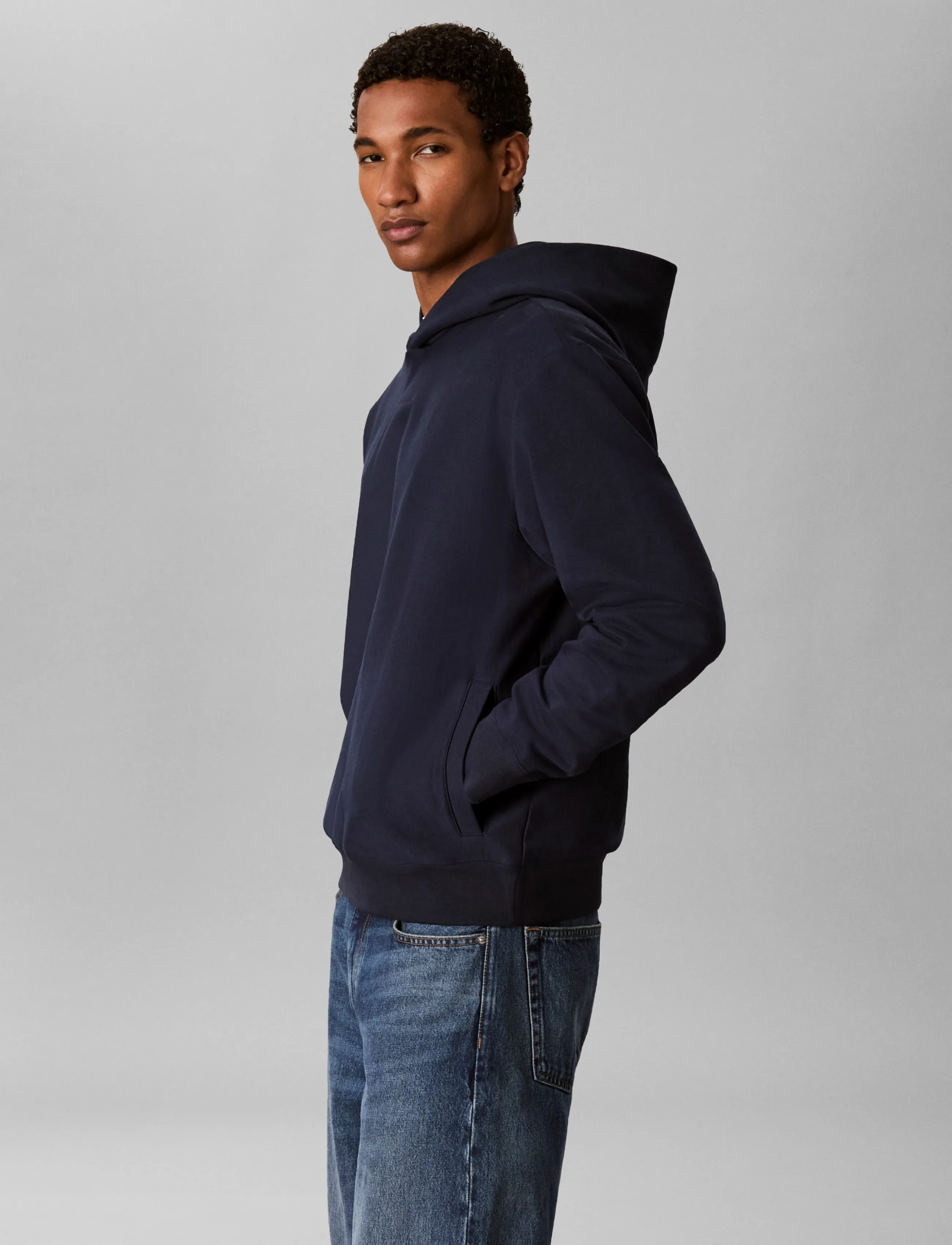 Calvin Klein - LS PREMTRRY MICRO LOGO HOODIE - kapuutsiga pusad - dark sapphire - 5