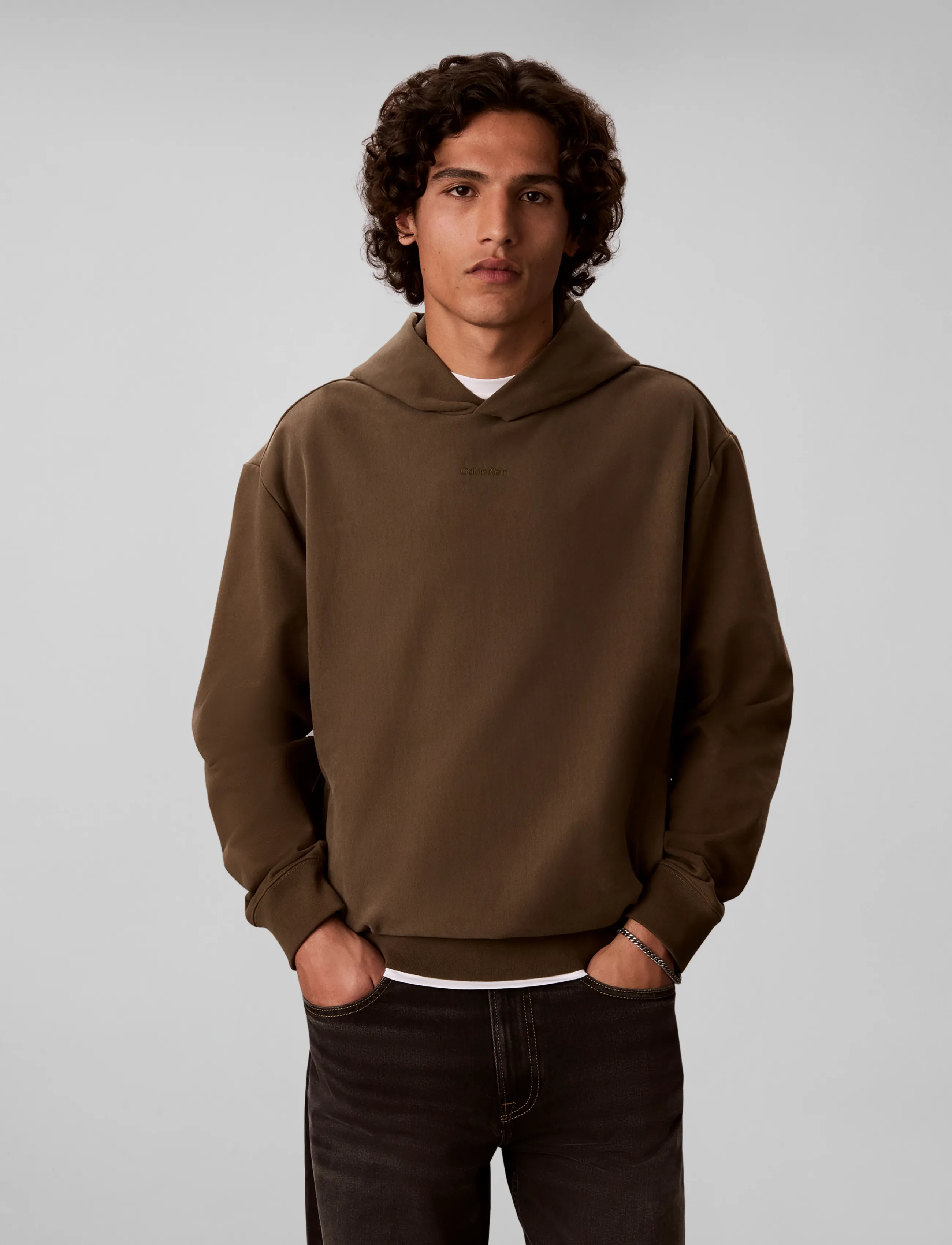 Calvin Klein LS PREMTRRY MICRO LOGO HOODIE - Kleidung - OLIVE NIGHT / khaki/green