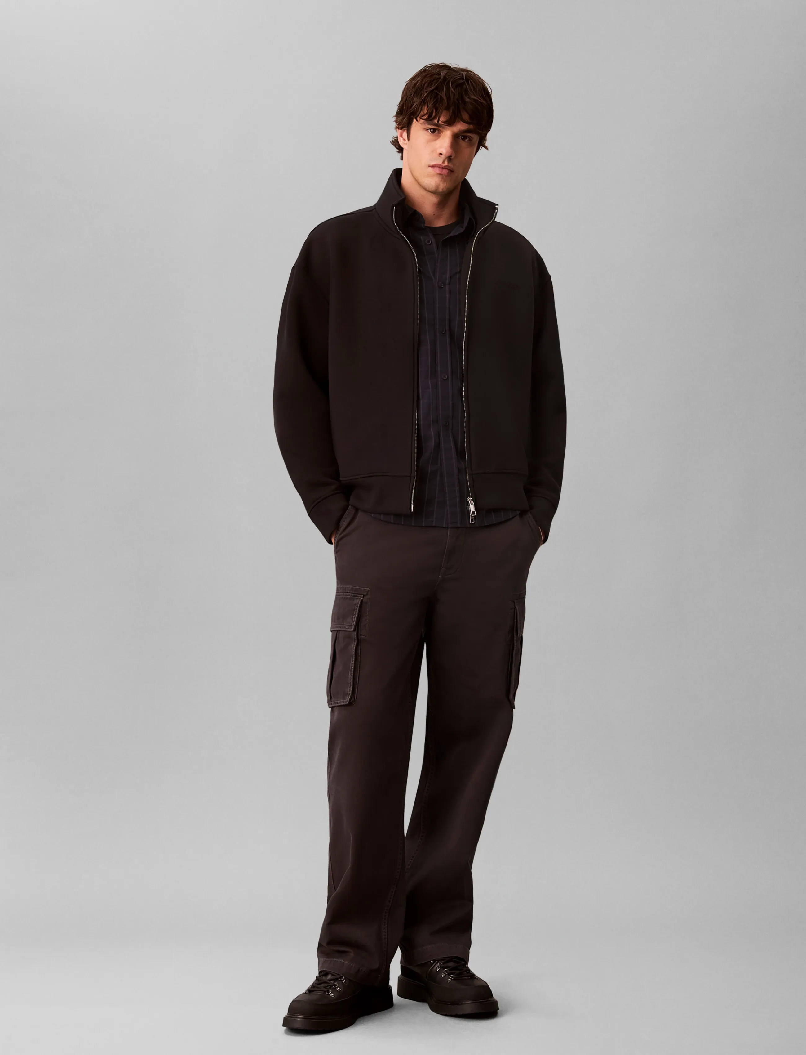 Calvin Klein LS COOLING SPACER FULL ZIP JACKE - Riided - BLACK / black
