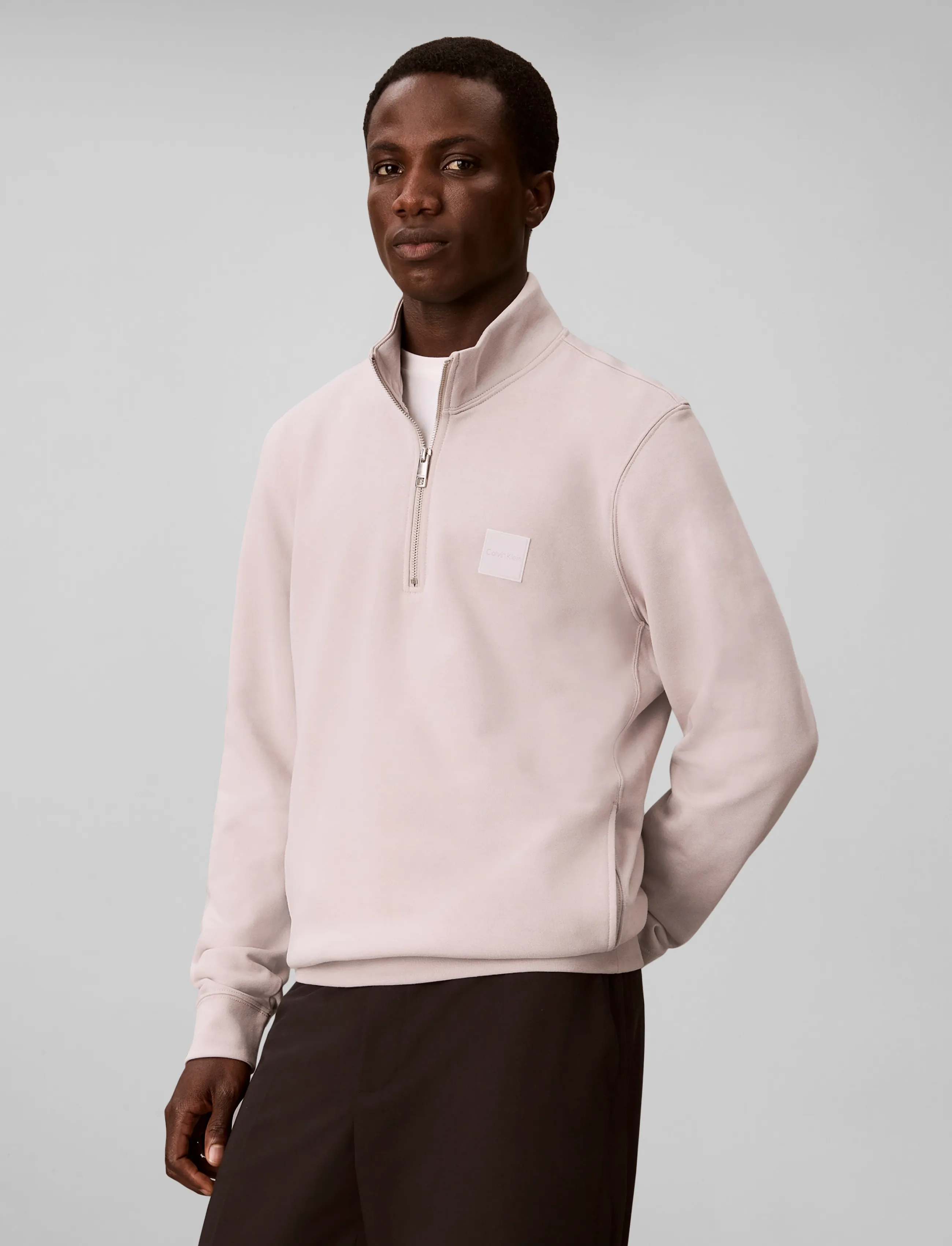 Calvin Klein - LS 350 TERRY SPW RUBBER BADGE QT - pullover mit halbem reißverschluss - ashes of roses - 3