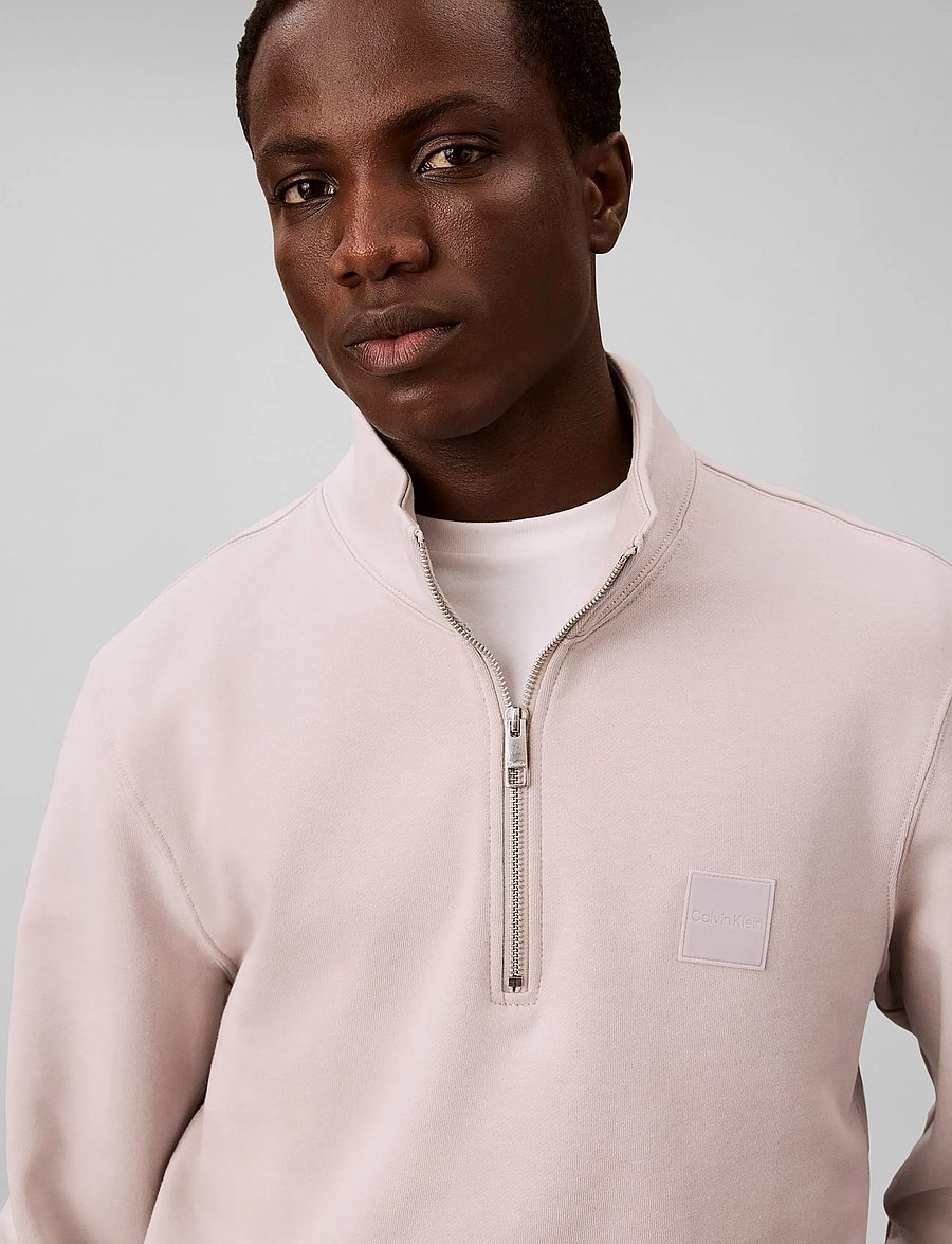 Calvin Klein - LS 350 TERRY SPW RUBBER BADGE QT - pullover mit halbem reißverschluss - ashes of roses - 4