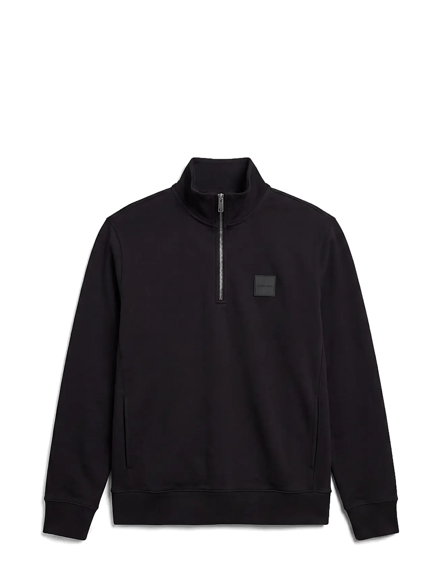 Calvin Klein - LS 350 TERRY SPW RUBBER BADGE QT - pullover mit halbem reißverschluss - black - 1