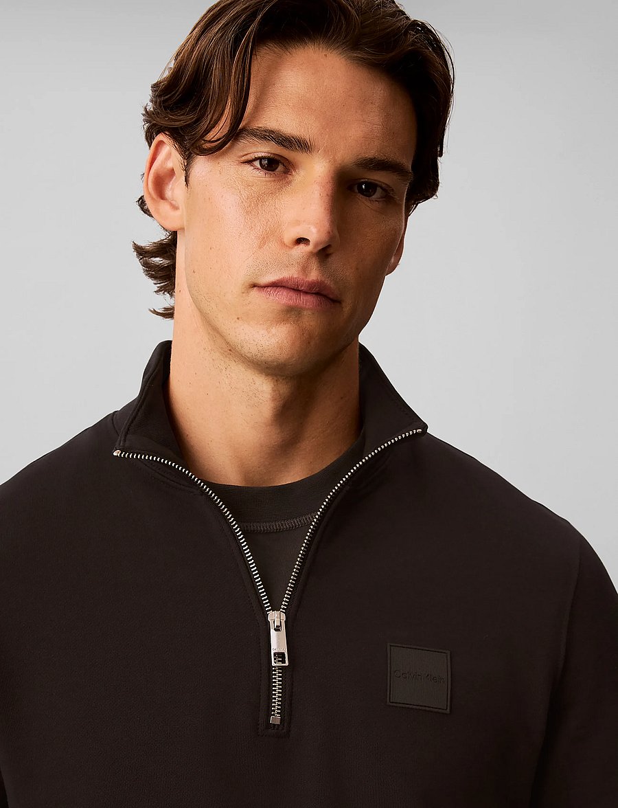 Calvin Klein - LS 350 TERRY SPW RUBBER BADGE QT - pullover mit halbem reißverschluss - black - 4