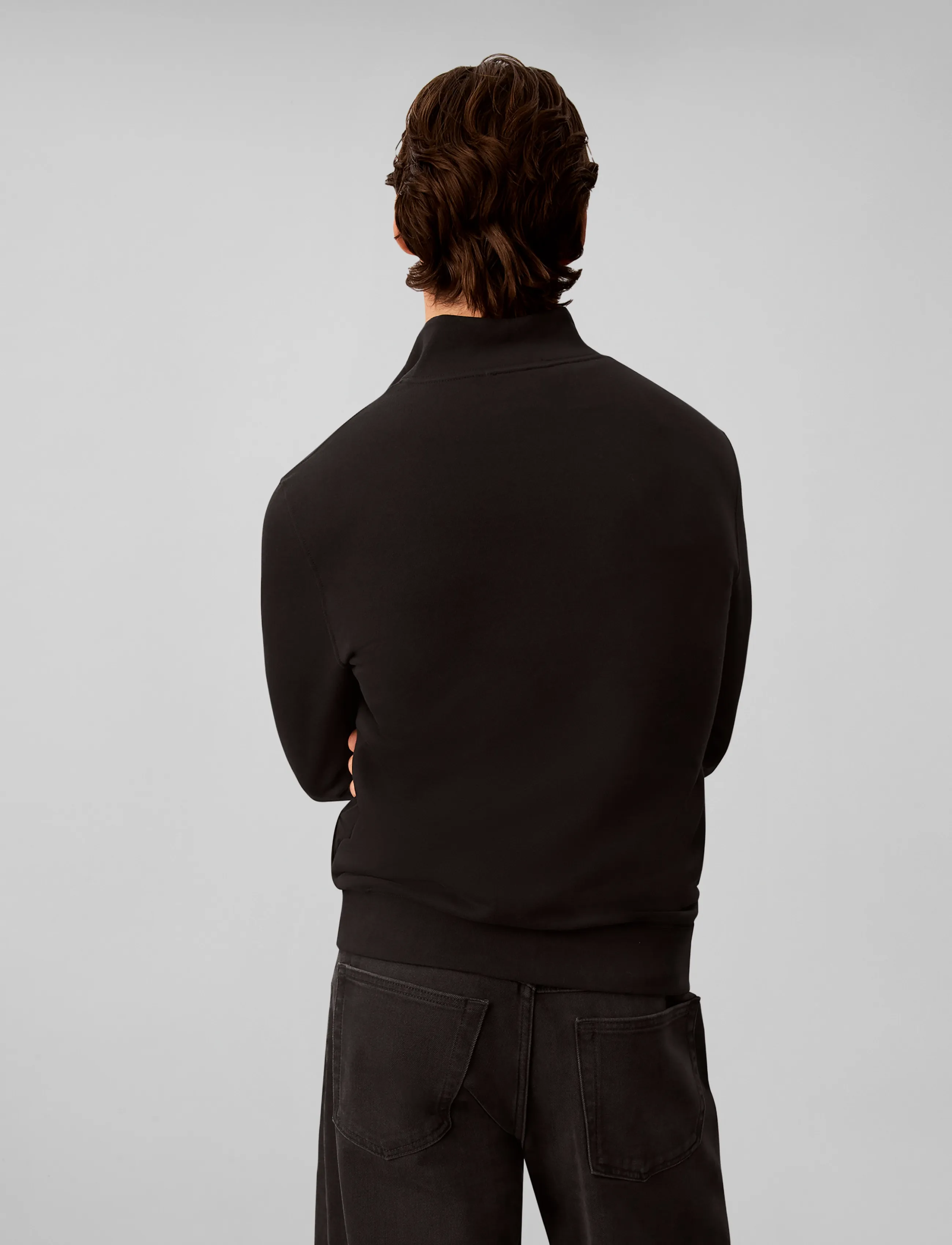 Calvin Klein - LS 350 TERRY SPW RUBBER BADGE QT - pullover mit halbem reißverschluss - black - 5