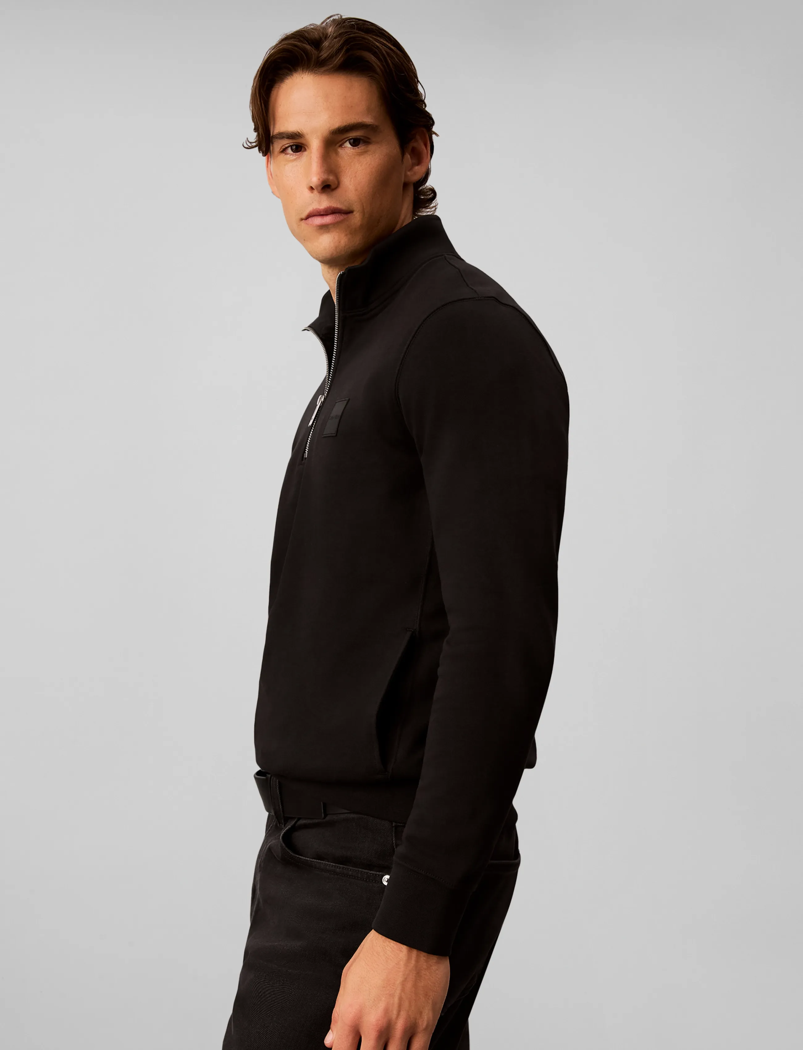 Calvin Klein LS 350 TERRY SPW RUBBER BADGE QT - Strik - BLACK / black